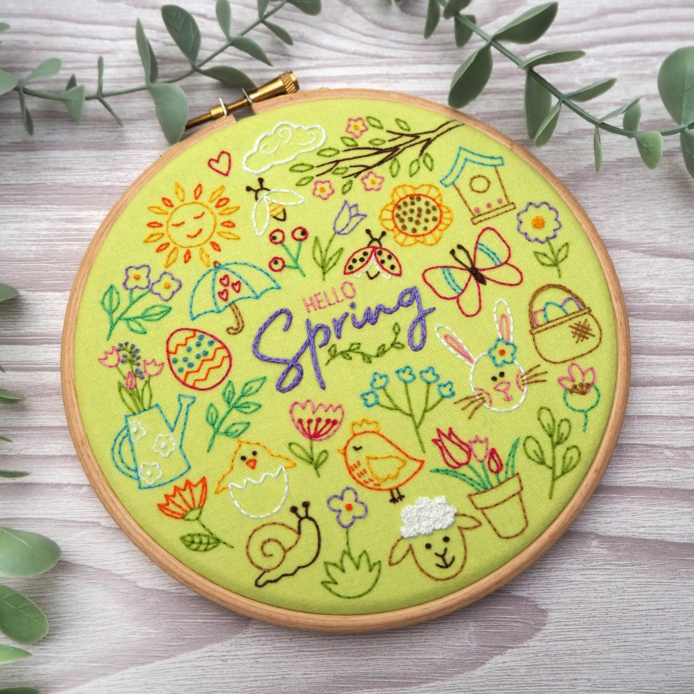 Hello Spring Embroidery Pattern Fabric Pack
