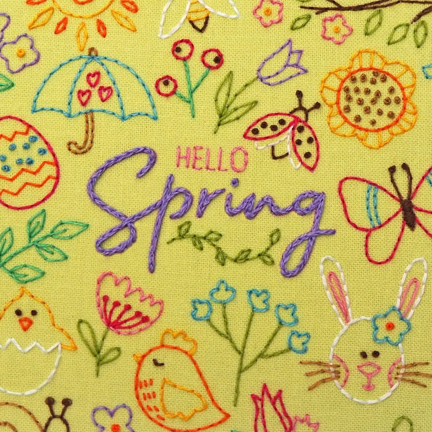 Hello Spring Embroidery Pattern Fabric Pack - Image 4