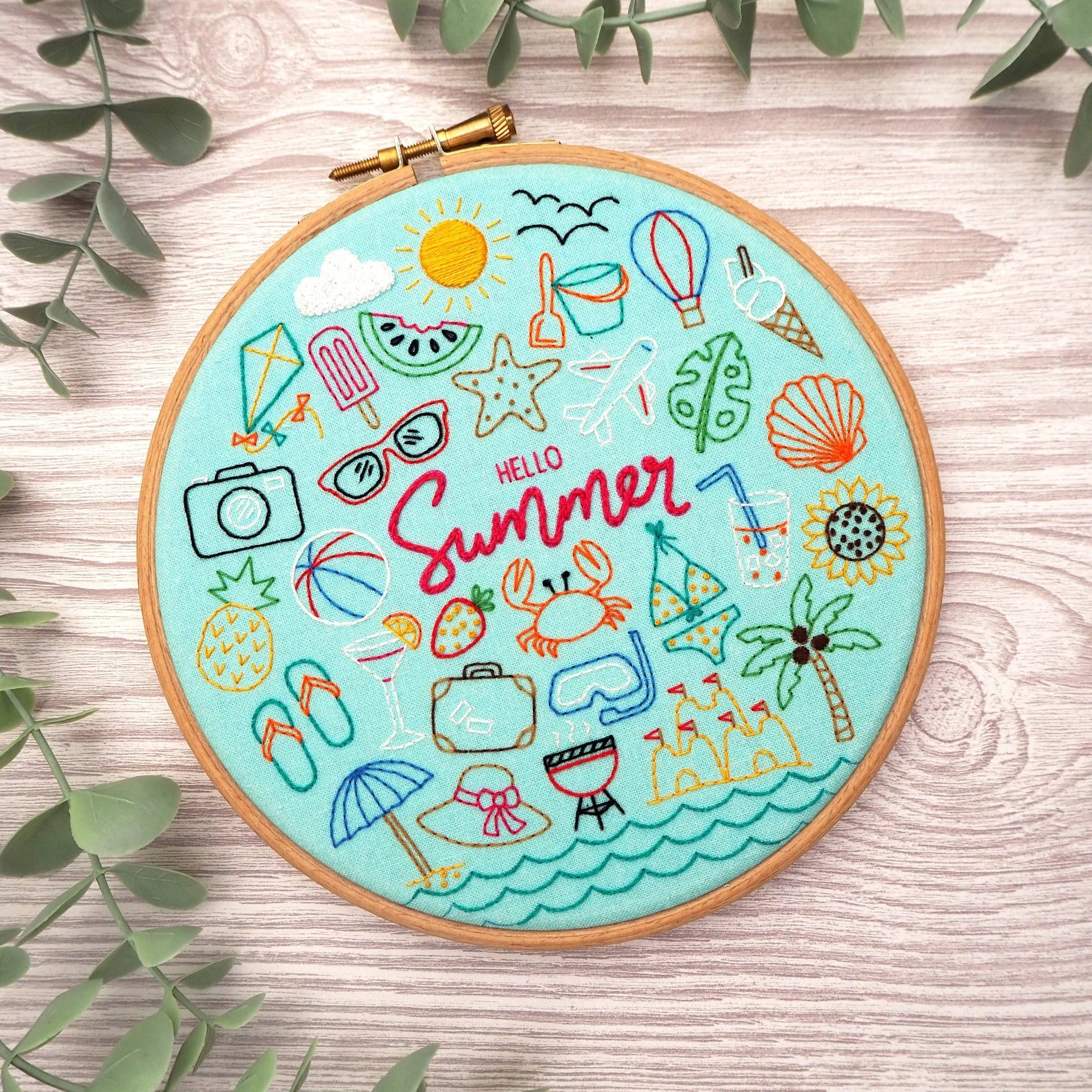 Hello Summer Embroidery Pattern Fabric Pack