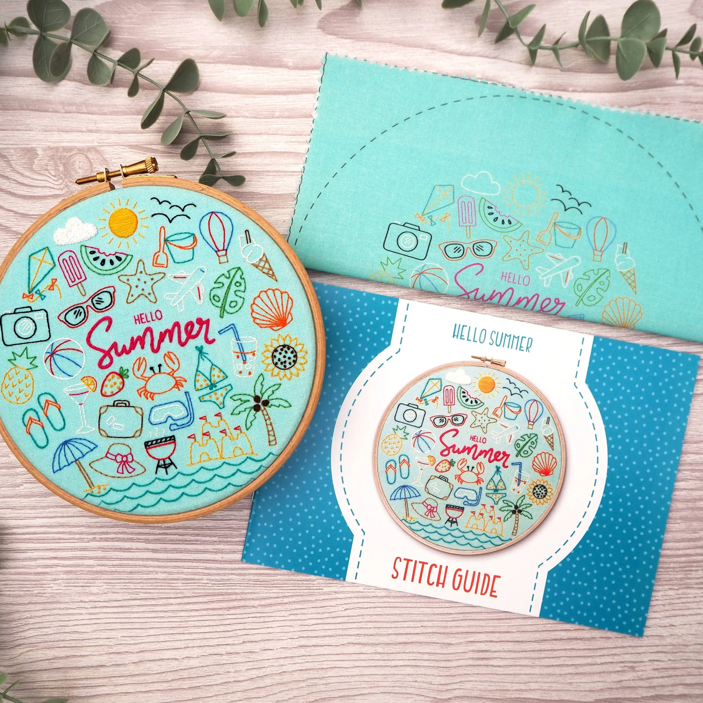 Hello Summer Embroidery Pattern Fabric Pack - Image 3
