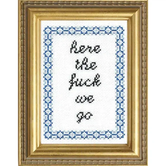 Here the Fuck We Go Deluxe Cross Stitch Kit