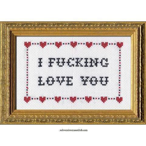 I Fucking Love You Deluxe Cross Stitch Kit