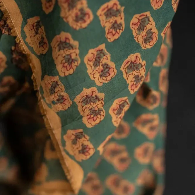 Jardine Azure Block Print Indian Cotton - Image 2