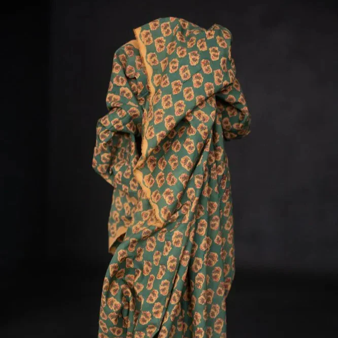 Jardine Azure Block Print Indian Cotton - Image 3