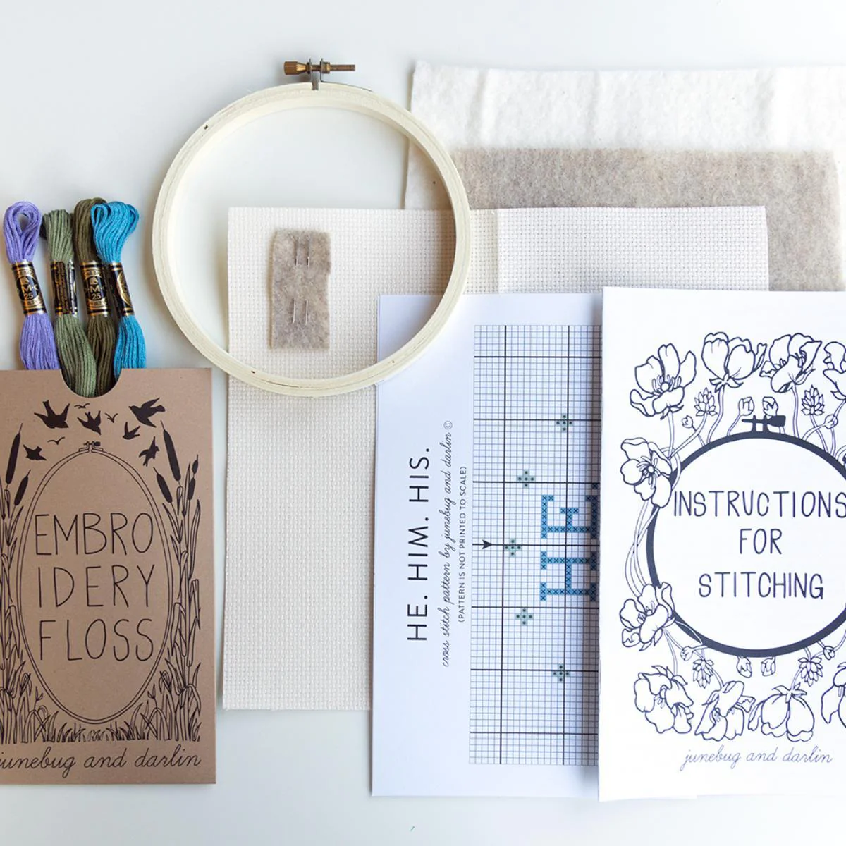 Pronouns He, 5" Cross Stitch Kit - Image 3