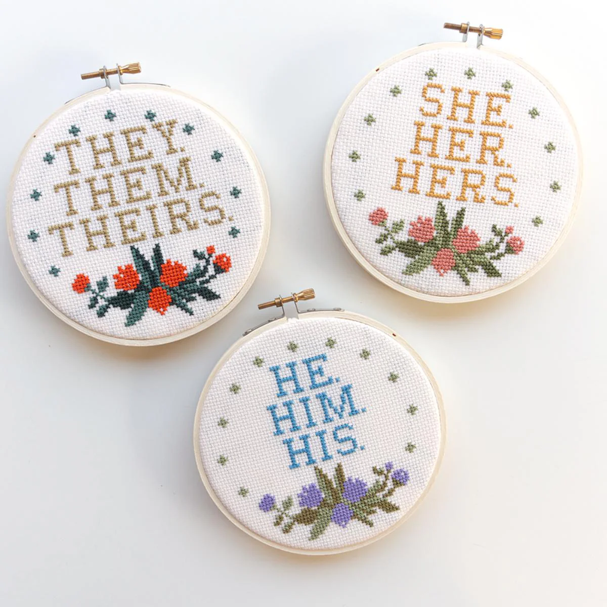 Pronouns He, 5" Cross Stitch Kit - Image 5