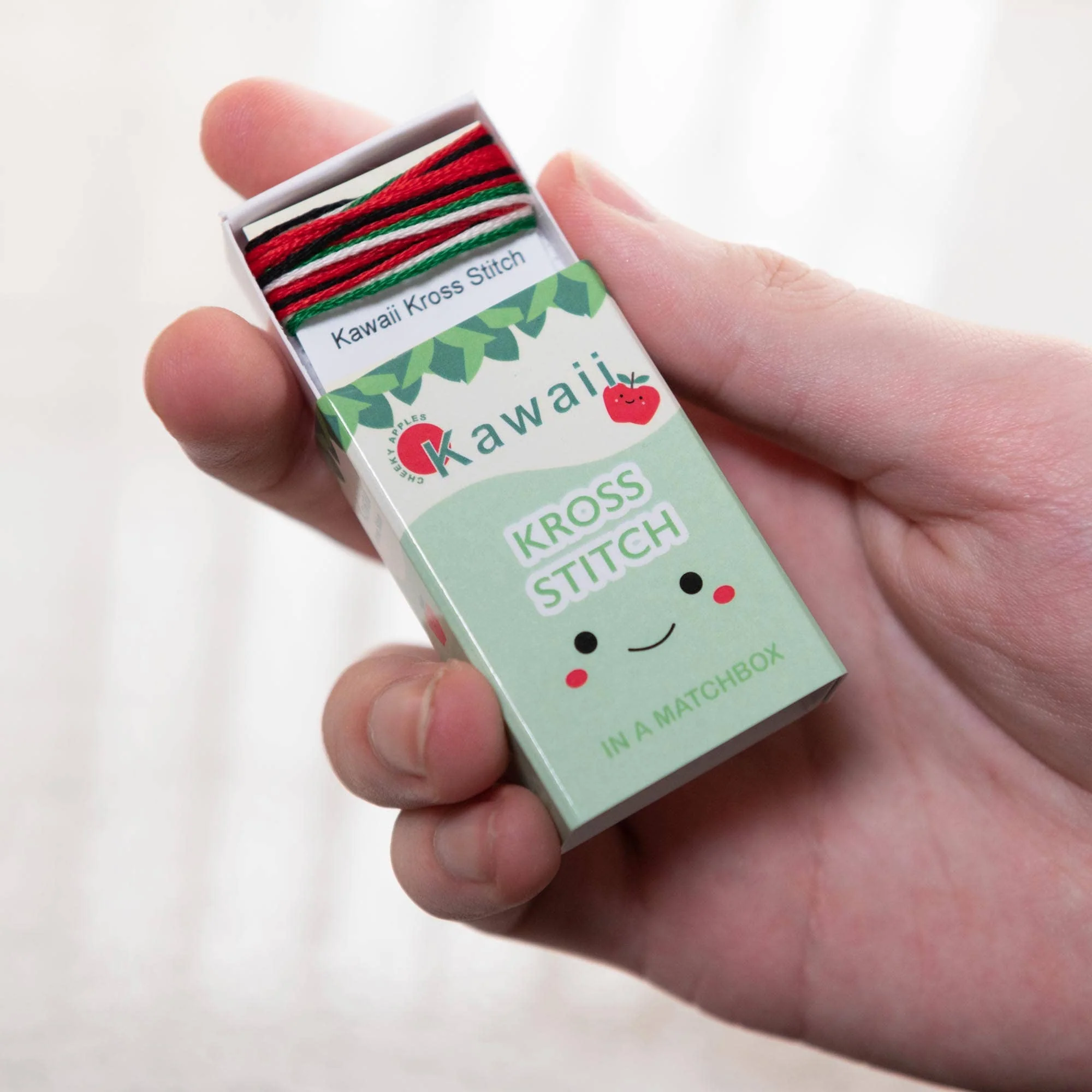 Kawaii Apple Mini Cross Stitch Kit In A Matchbox - Image 2