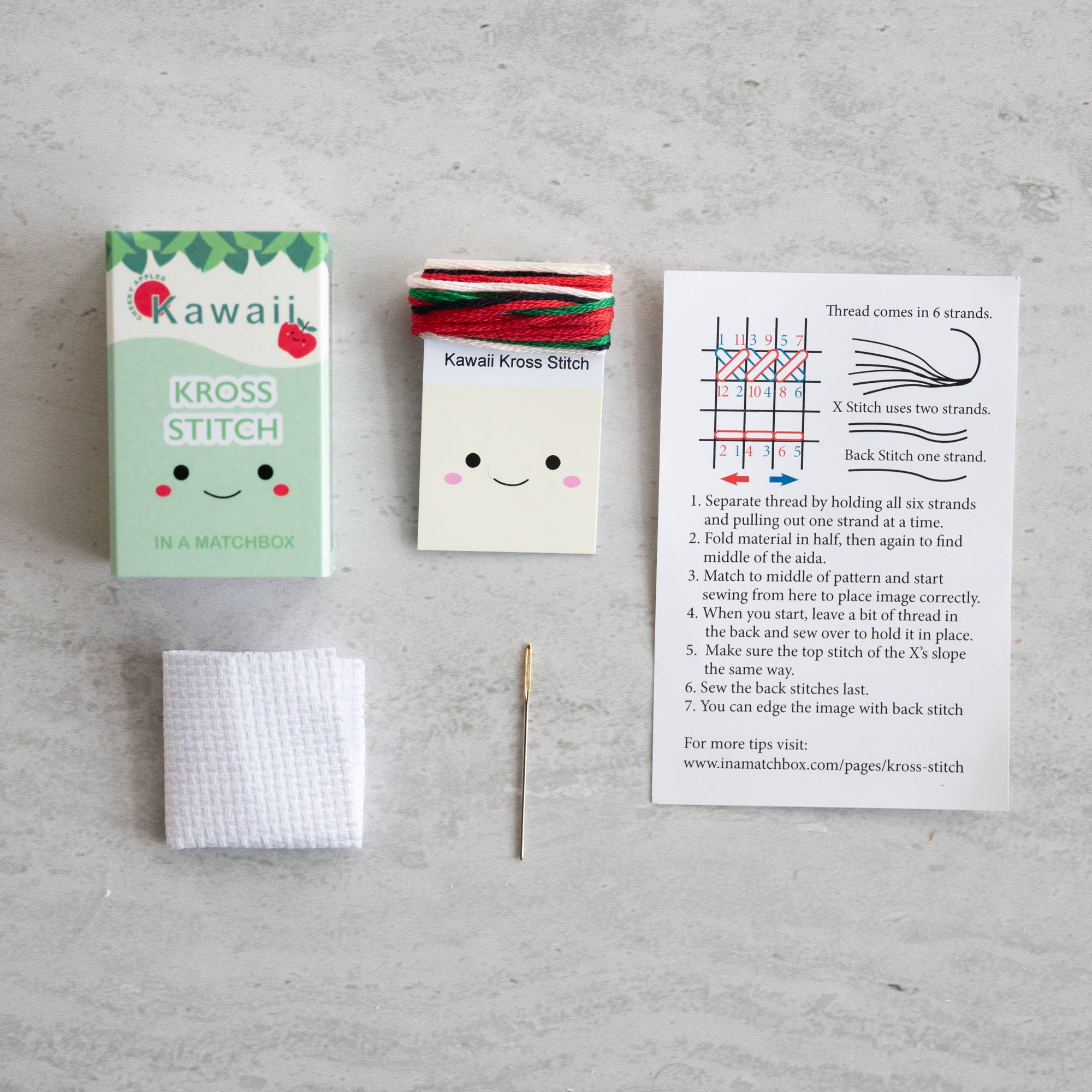 Kawaii Apple Mini Cross Stitch Kit In A Matchbox - Image 4