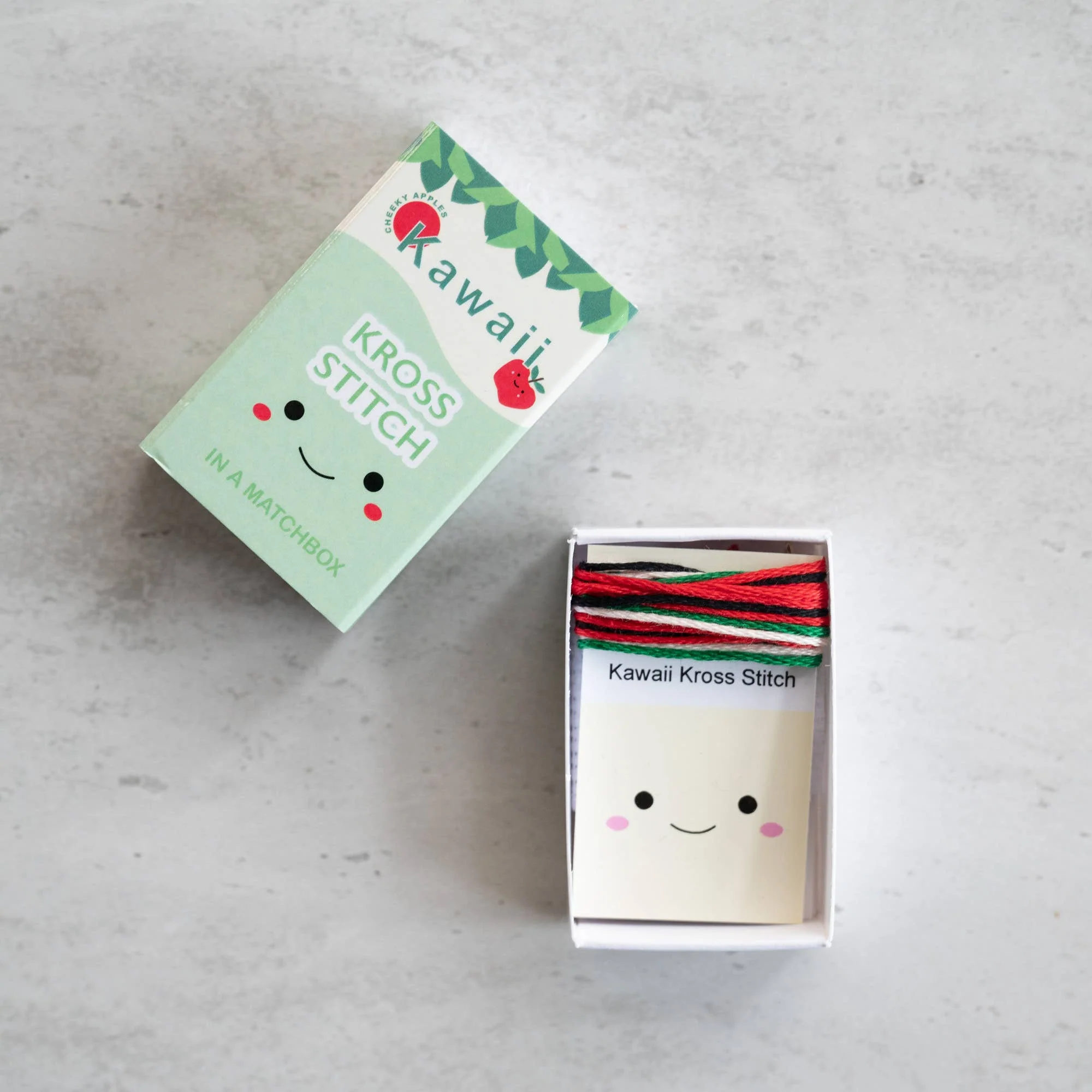 Kawaii Apple Mini Cross Stitch Kit In A Matchbox - Image 5