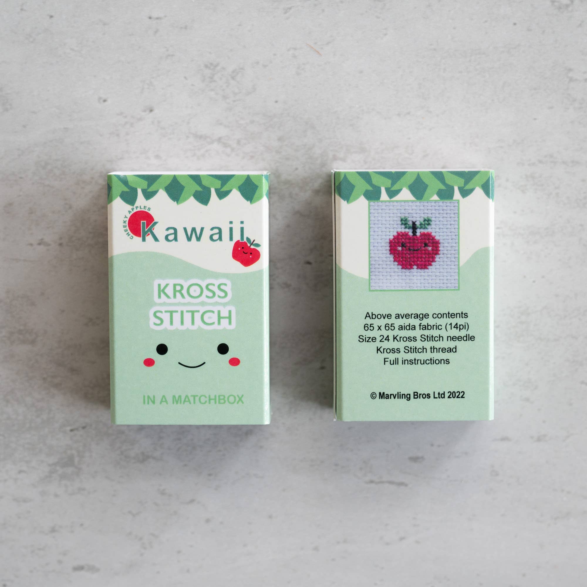 Kawaii Apple Mini Cross Stitch Kit In A Matchbox - Image 6