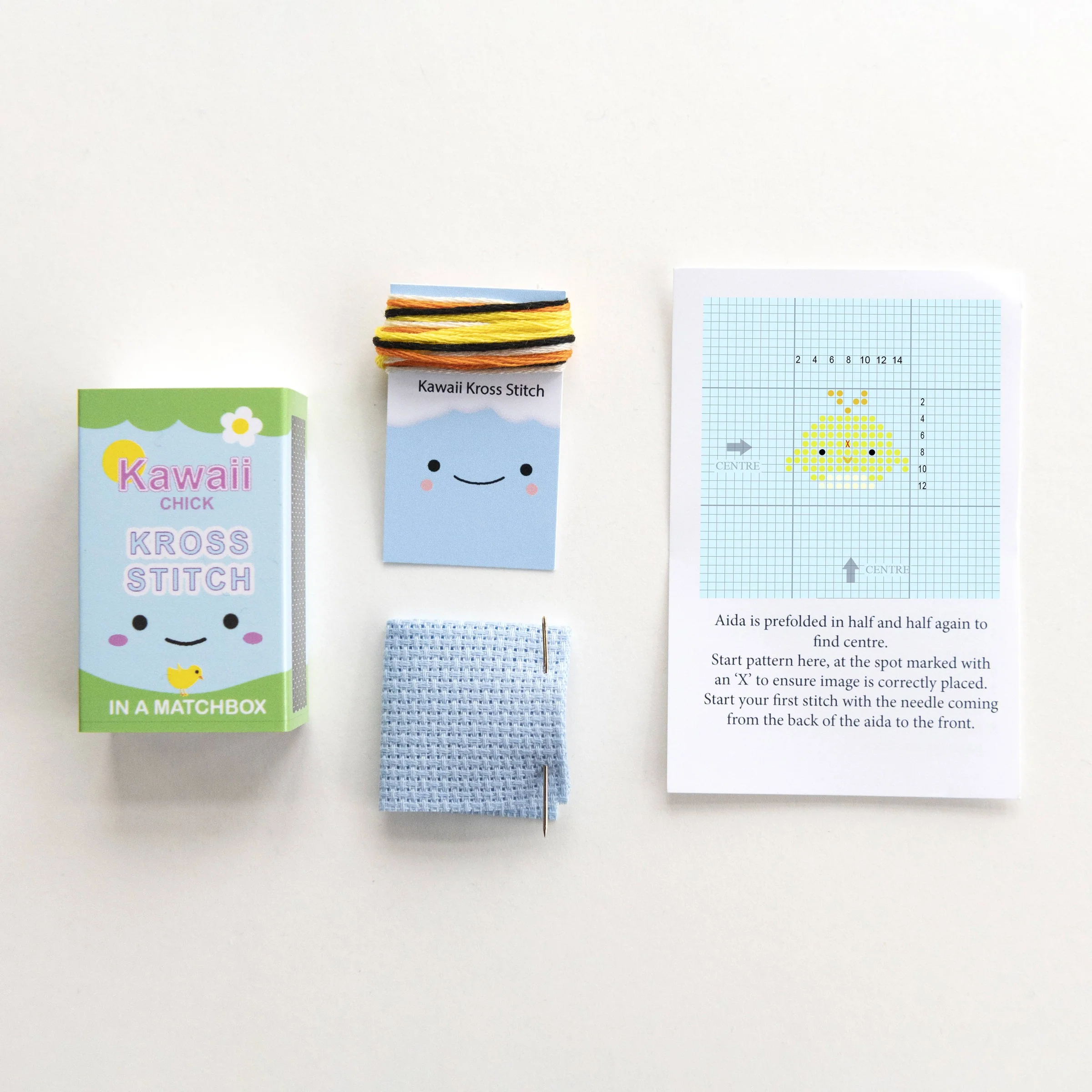 Kawaii Chick Mini Cross Stitch Kit In A Matchbox - Image 4