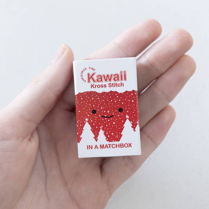 Kawaii Christmas Pudding Mini Cross Stitch Kit in a Matchbox - Image 4