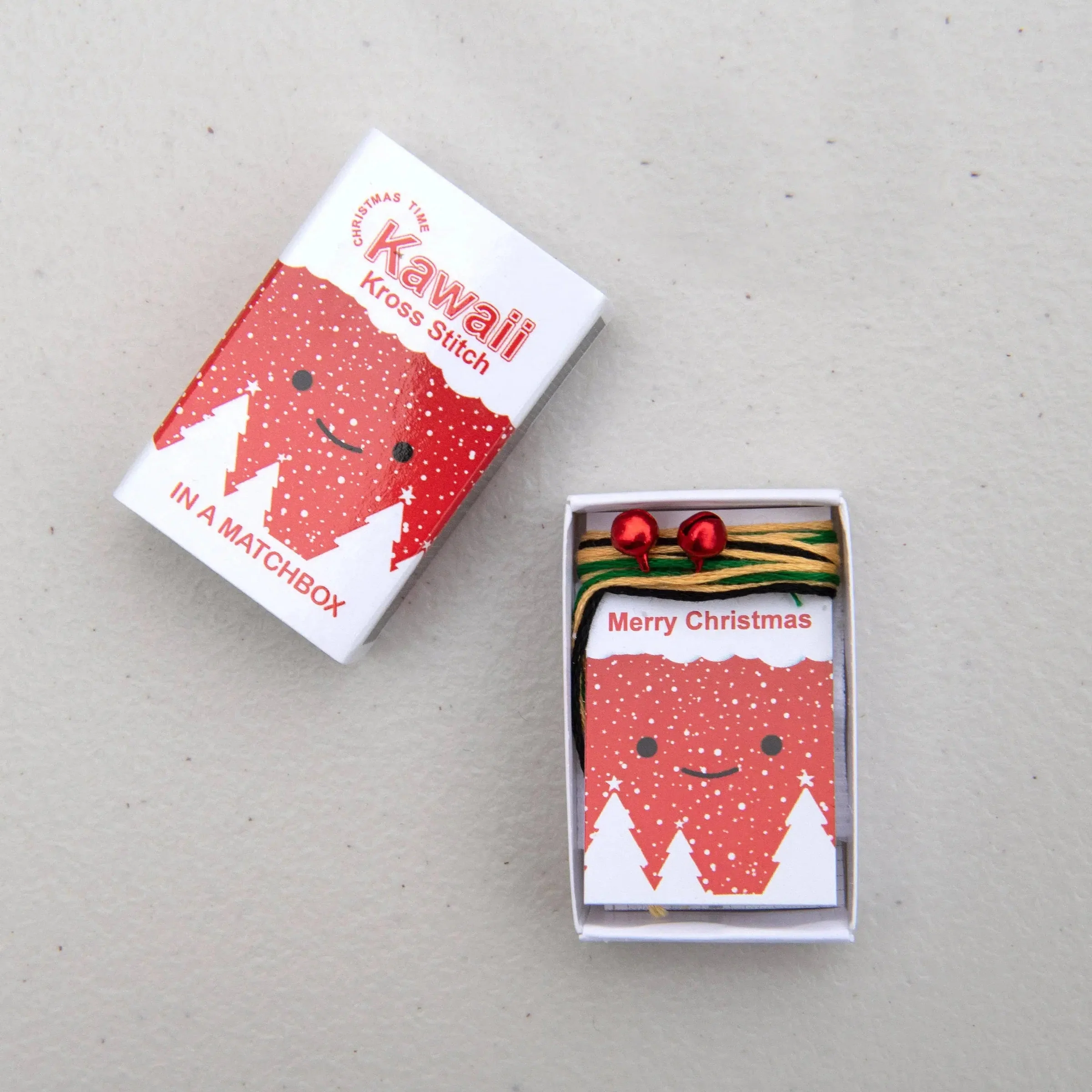 Kawaii Christmas Star Mini Cross Stitch Kit in a Matchbox - Image 3