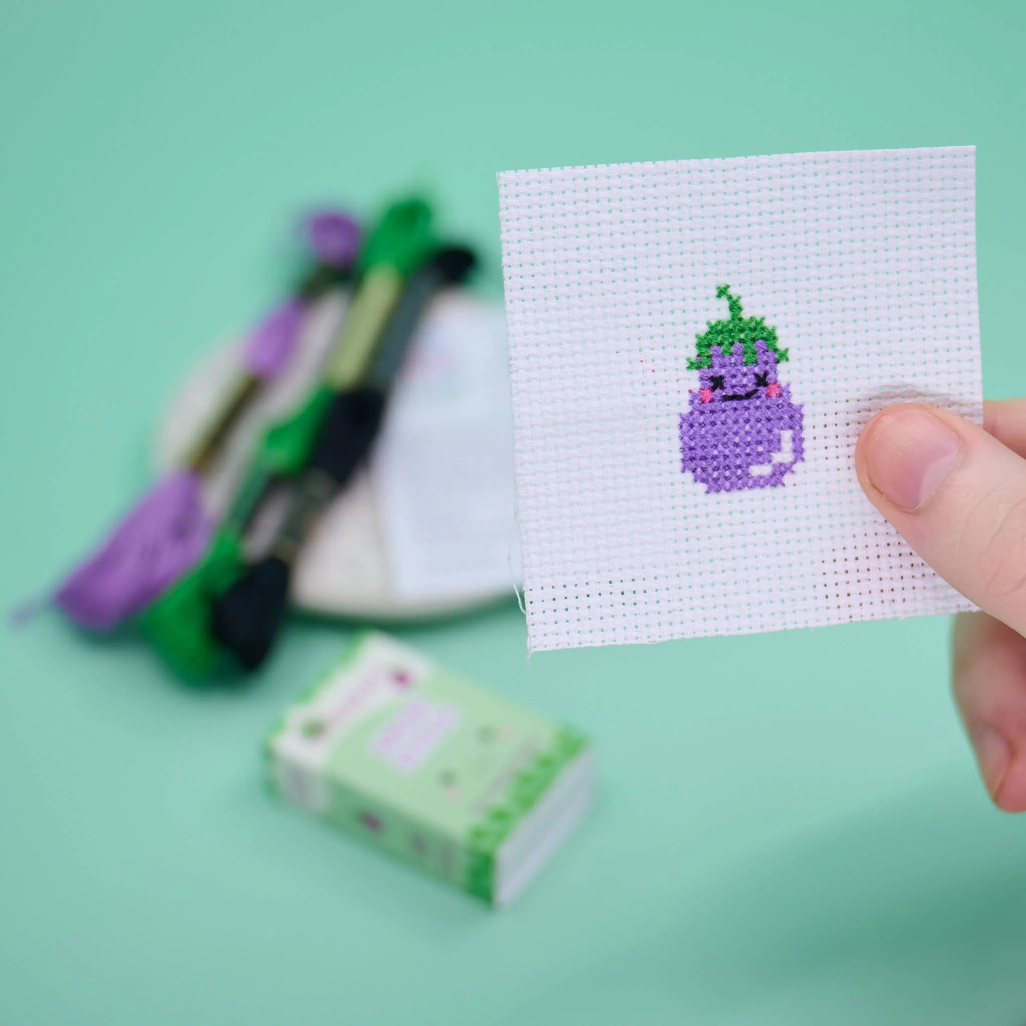 Kawaii Eggplant Mini Cross Stitch Kit