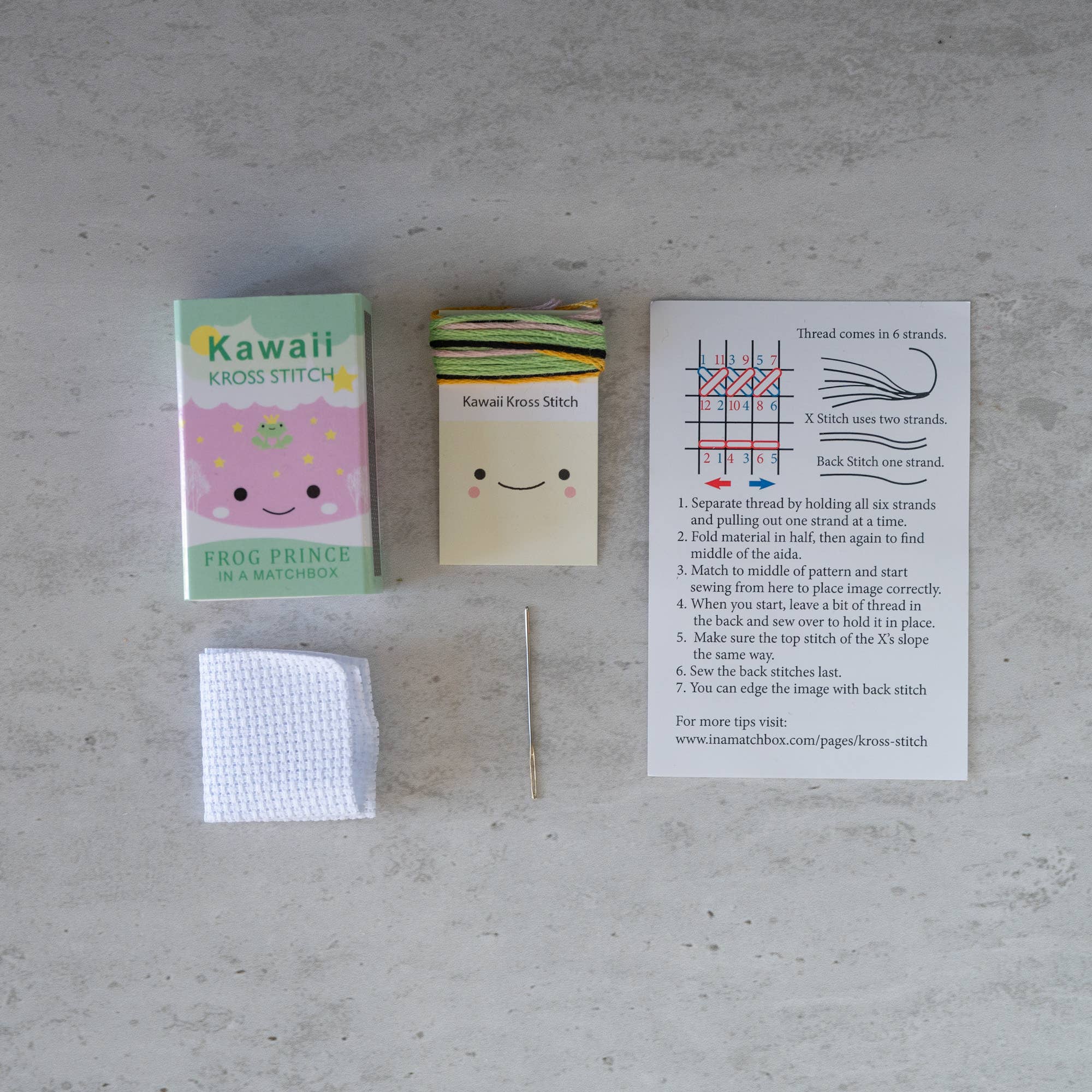 Kawaii Frog Prince Mini Cross Stitch Kit - Image 3