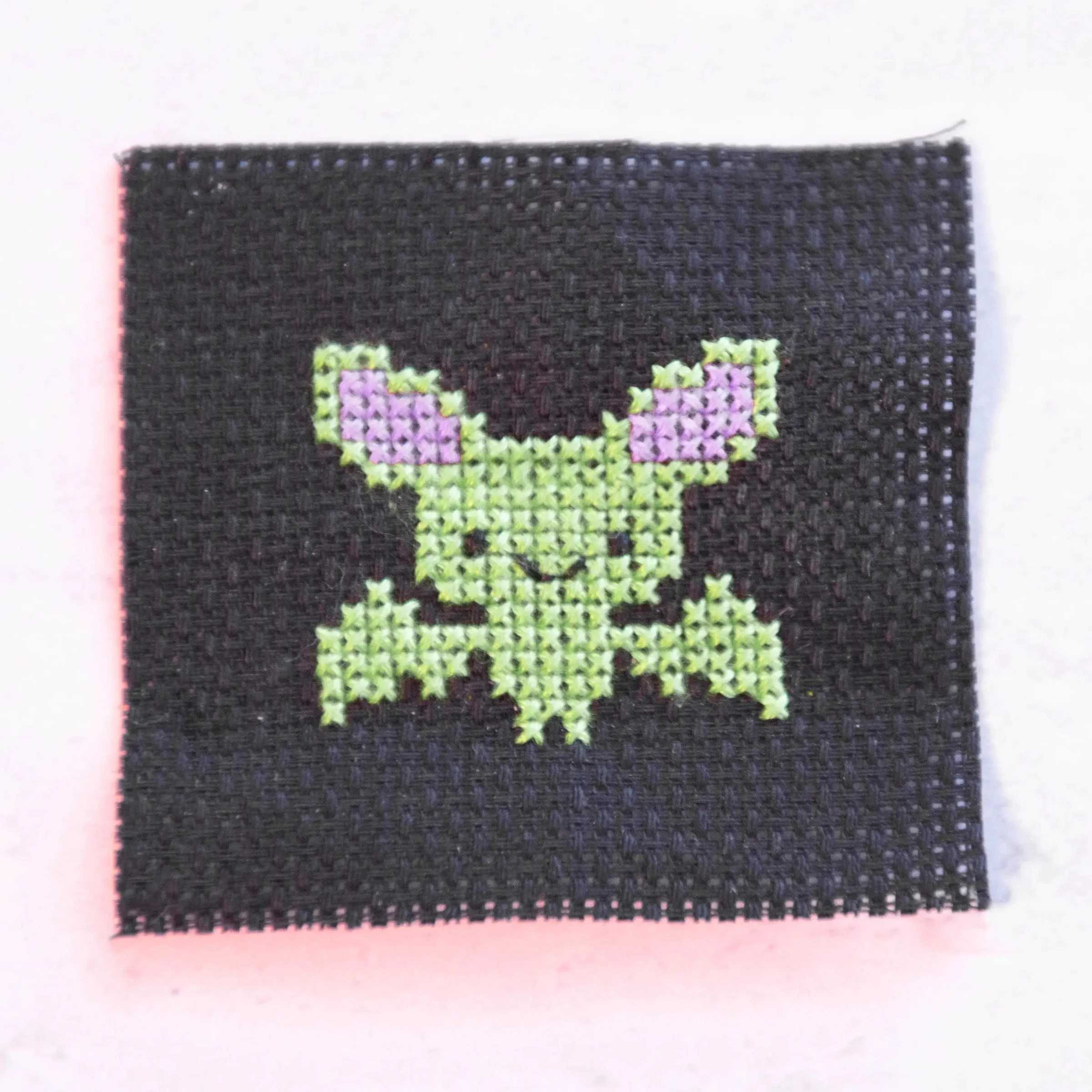 Kawaii Halloween Bat Mini Cross Stitch Kit in a Matchbox - Image 2
