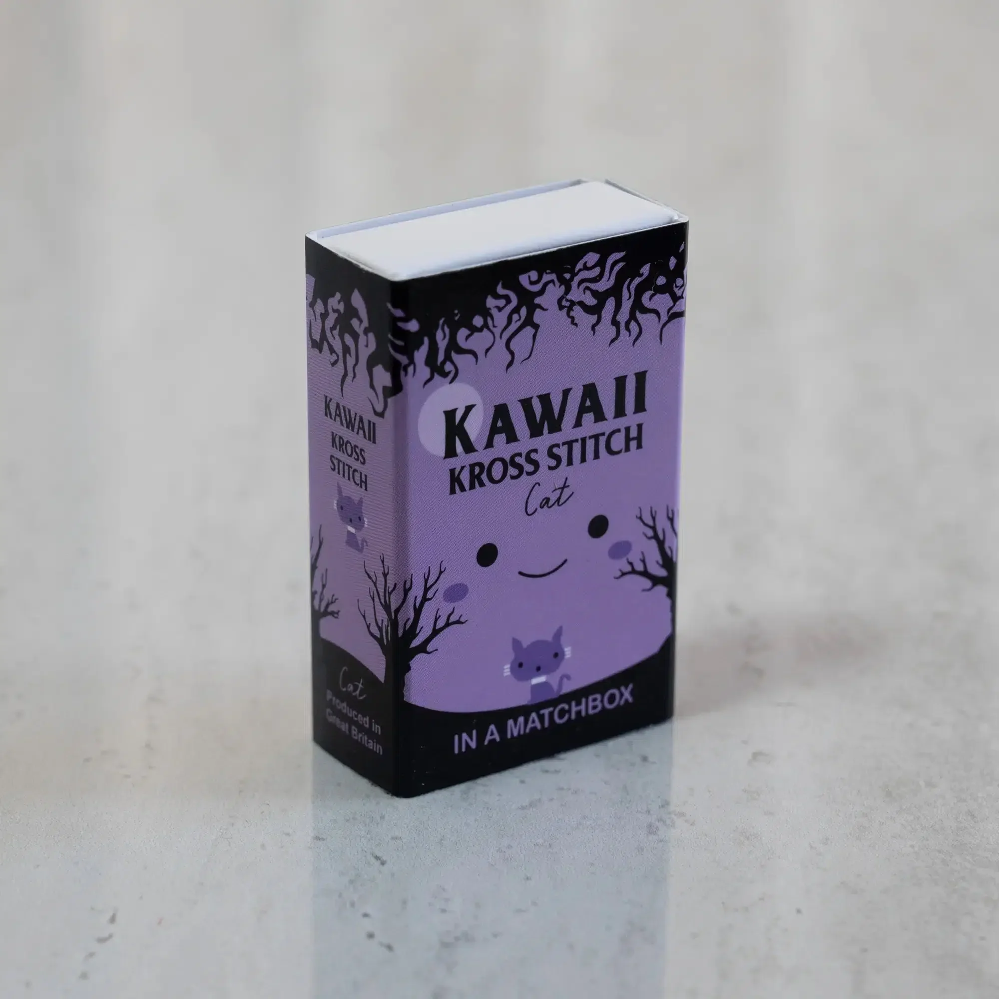 Kawaii Halloween Cat Mini Cross Stitch Kit in a Matchbox - Image 3