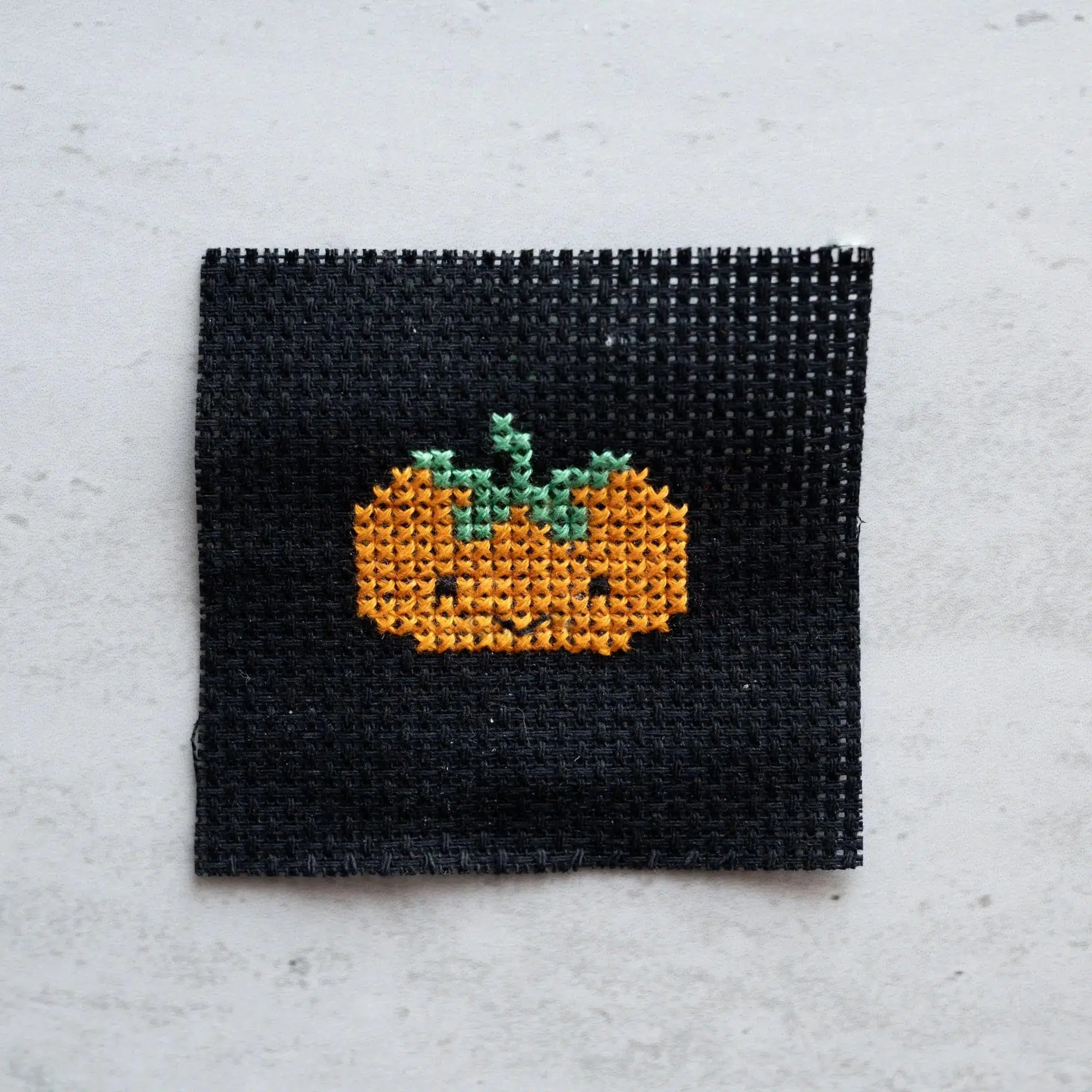 Kawaii Halloween Pumpkin Mini Cross Stitch Kit in a Matchbox - Image 2