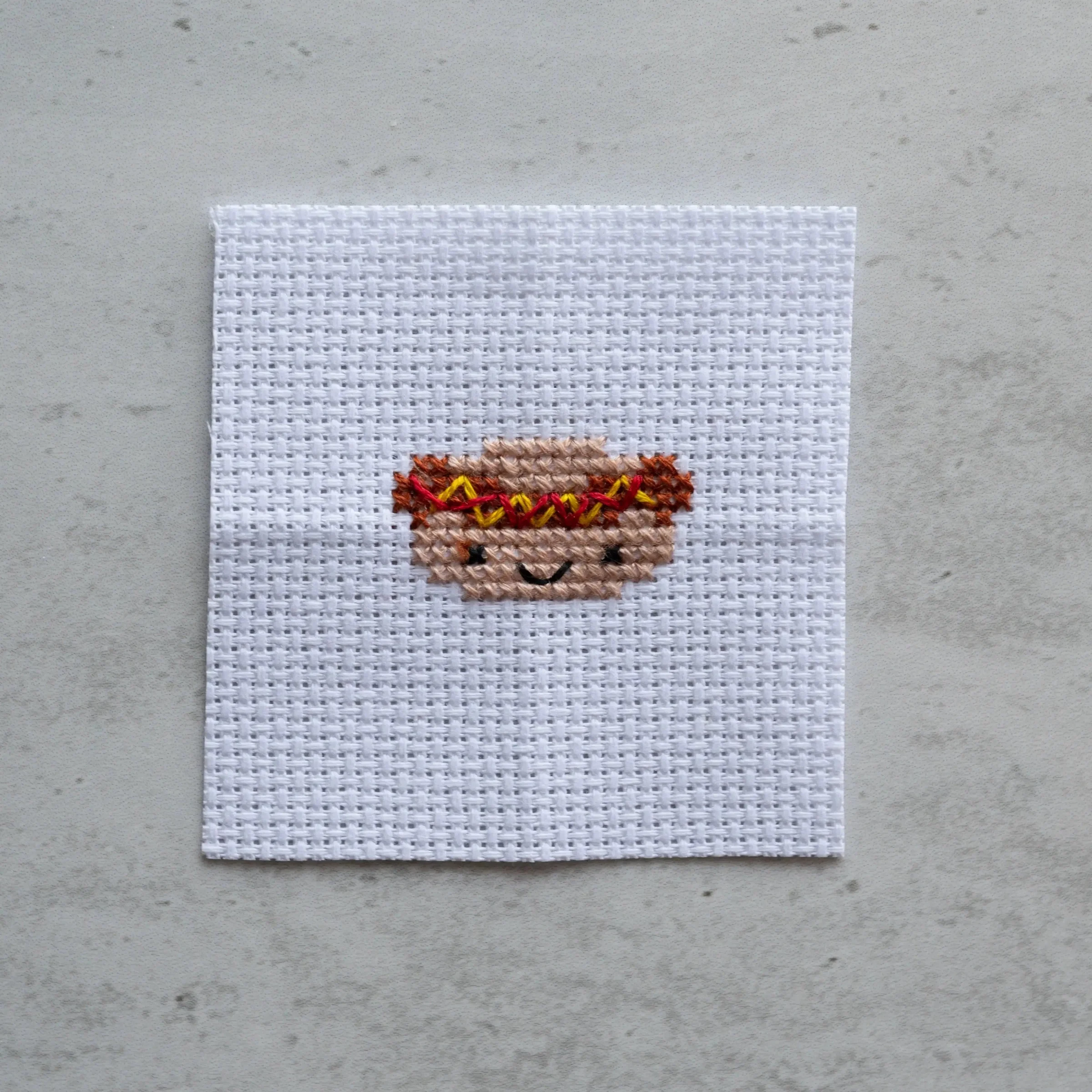 Kawaii Hot Dog Mini Cross Stitch Kit in a Matchbox - Image 2