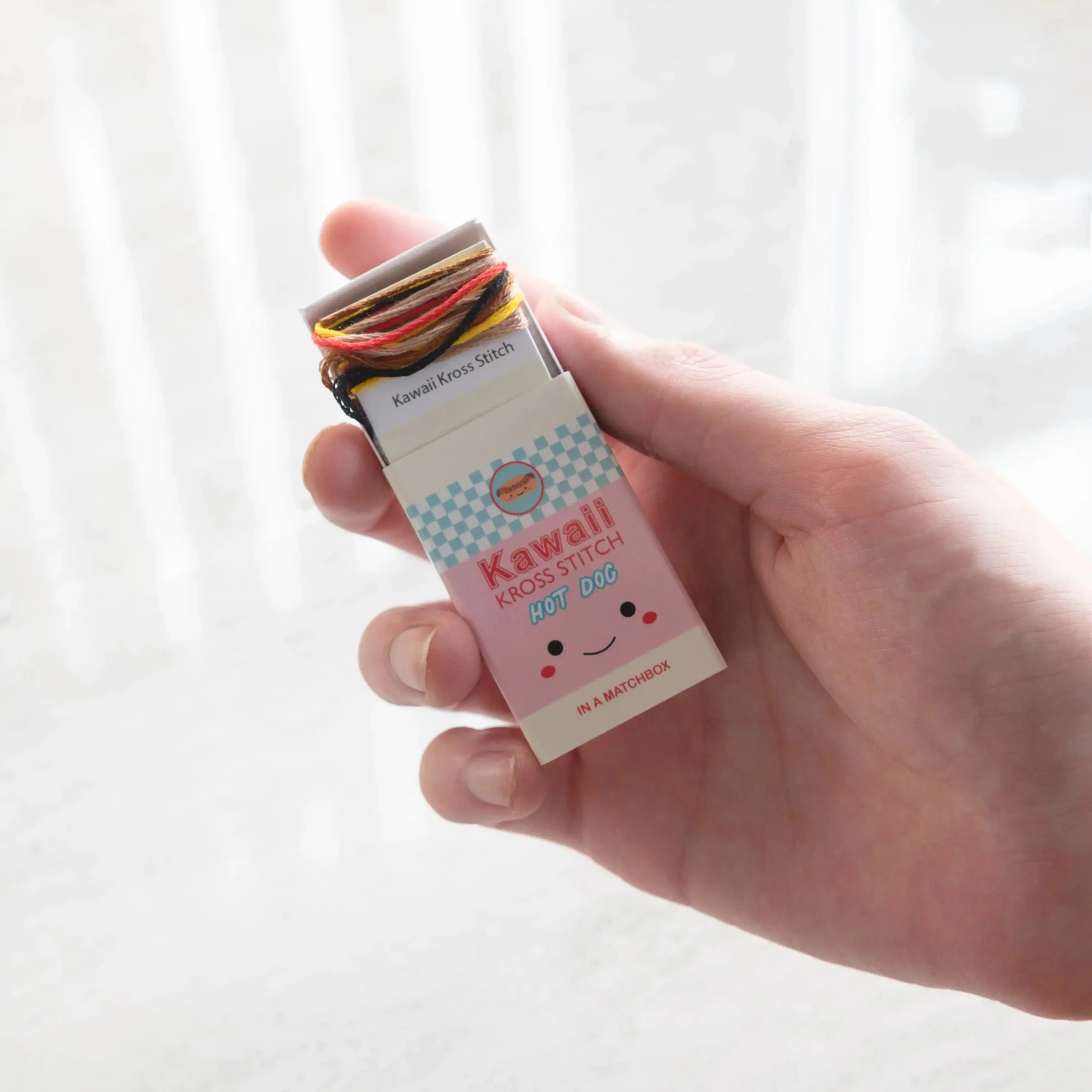 Kawaii Hot Dog Mini Cross Stitch Kit in a Matchbox - Image 3