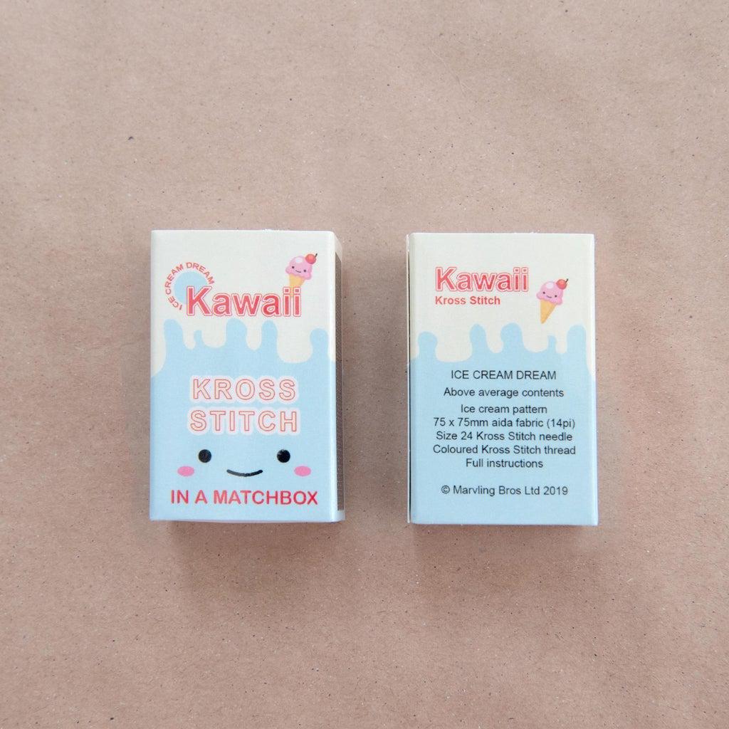 Kawaii Ice Cream Mini Cross Stitch Kit in a Matchbox - Image 2