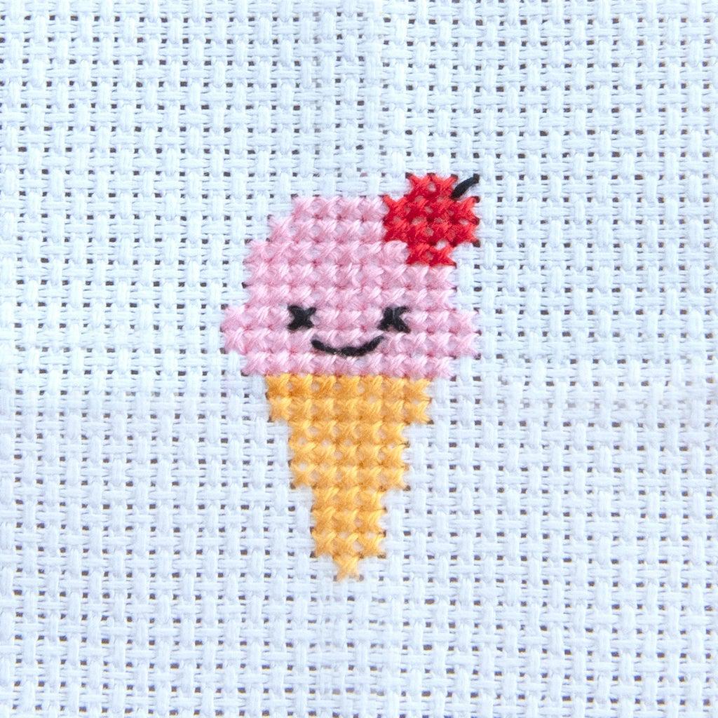 Kawaii Ice Cream Mini Cross Stitch Kit in a Matchbox - Image 3