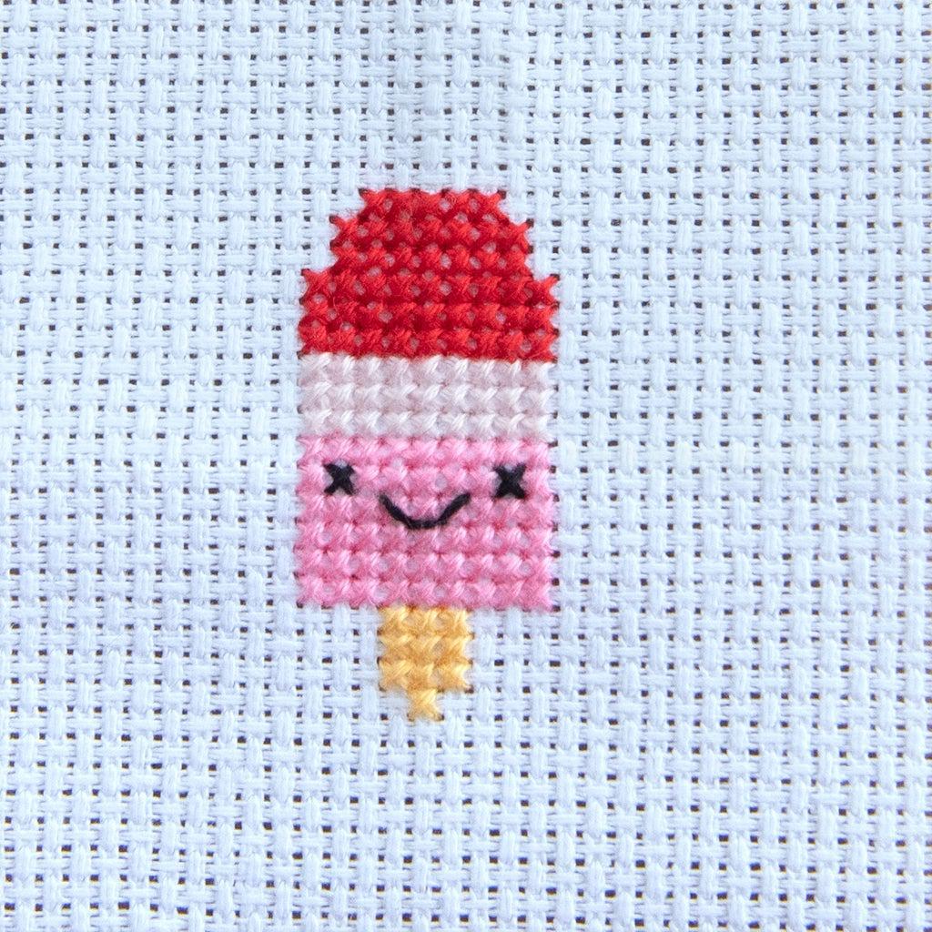 Kawaii Ice Lolly Mini Cross Stitch Kit in a Matchbox - Image 3
