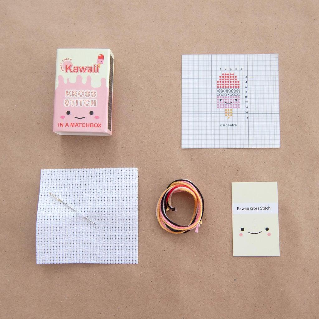 Kawaii Ice Lolly Mini Cross Stitch Kit in a Matchbox - Image 4