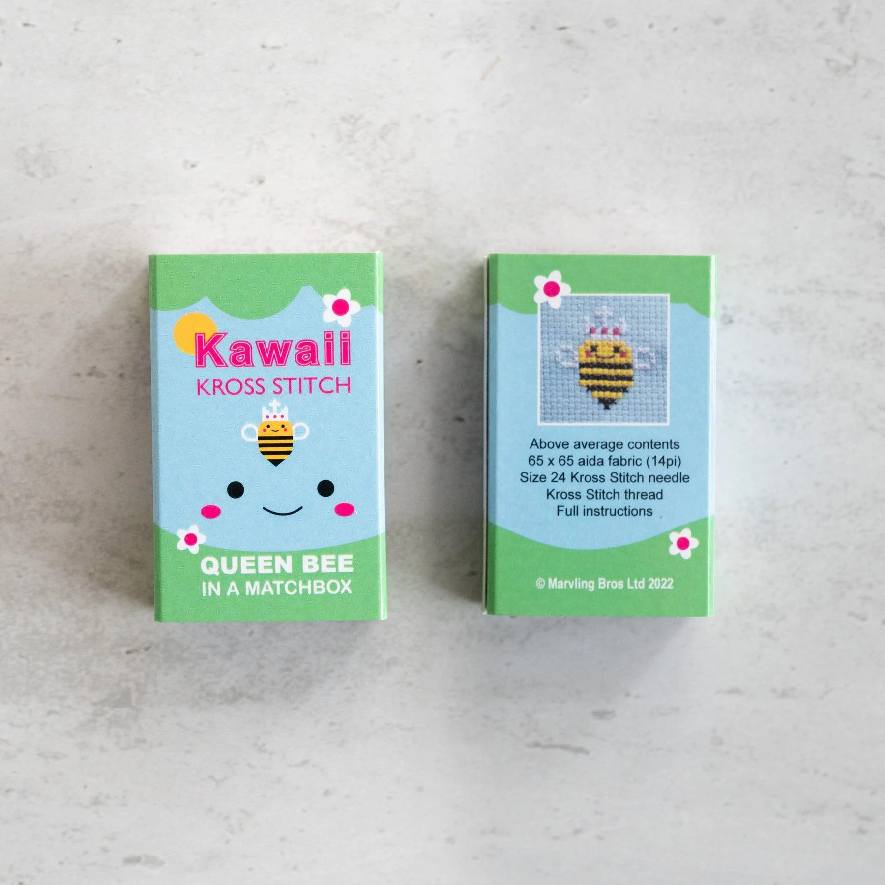 Kawaii Queen Bee Mini Cross Stitch Kit in a Matchbox - Image 3