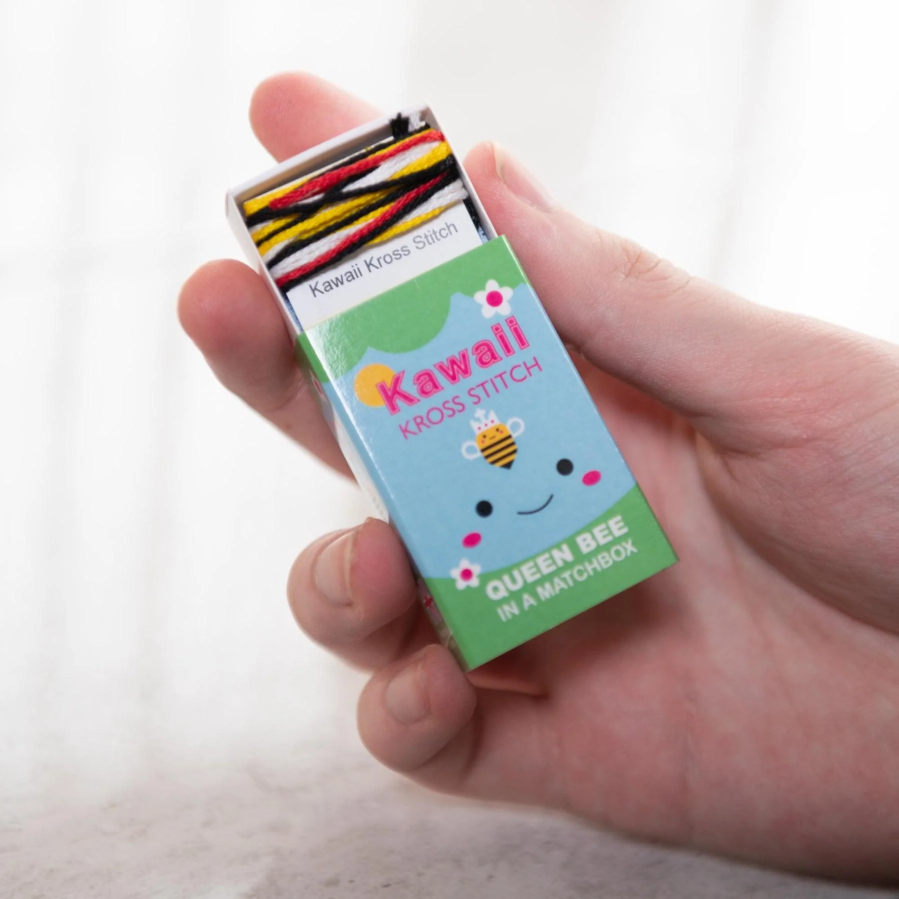 Kawaii Queen Bee Mini Cross Stitch Kit in a Matchbox - Image 6