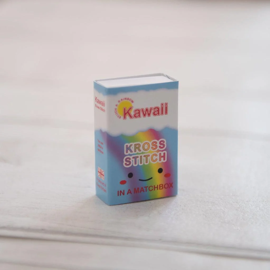 Kawaii Rainbow Cloud Mini Cross Stitch Kit in a Matchbox - Image 7
