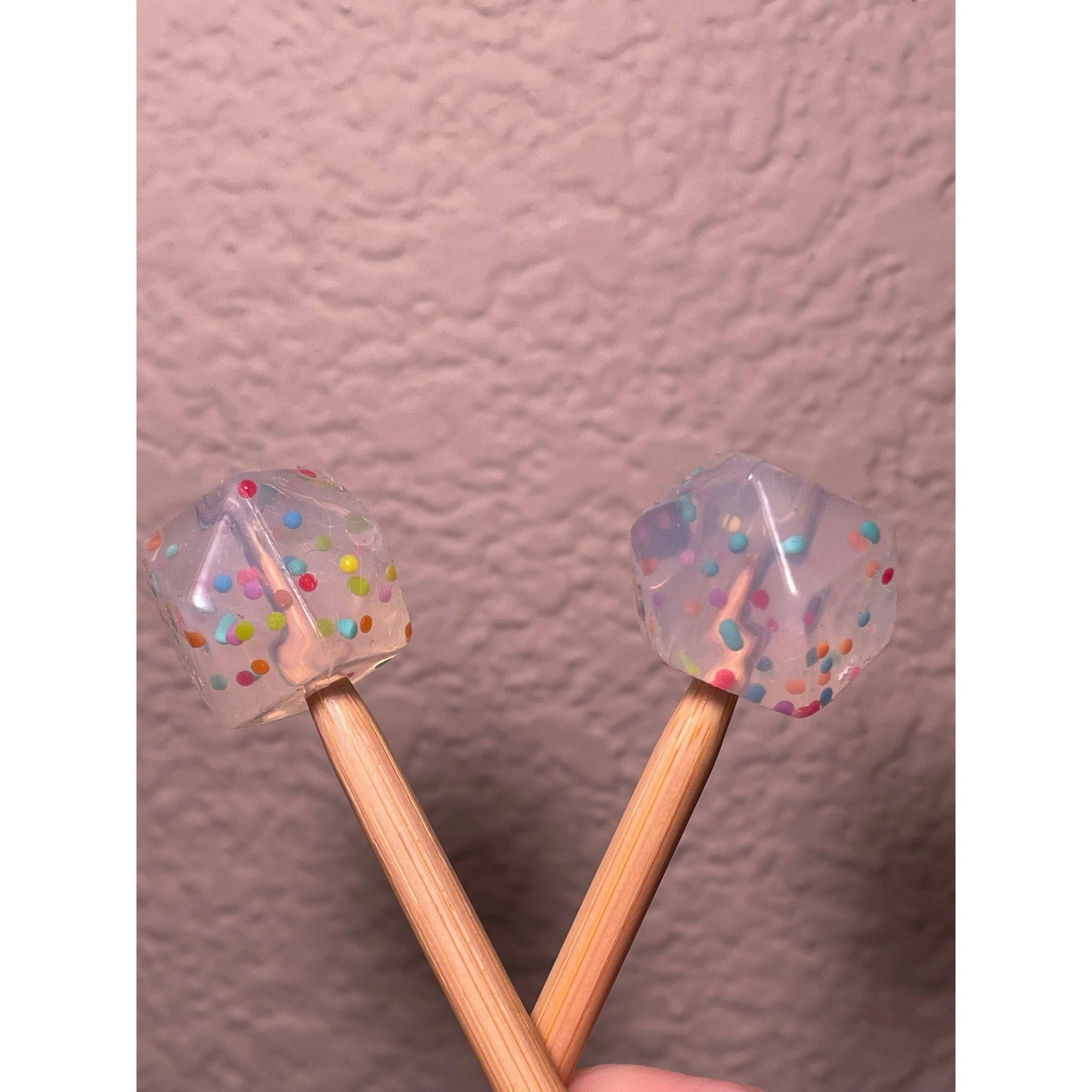 Kawaii Confetti Hexagon Knitting Needle Point Protectors