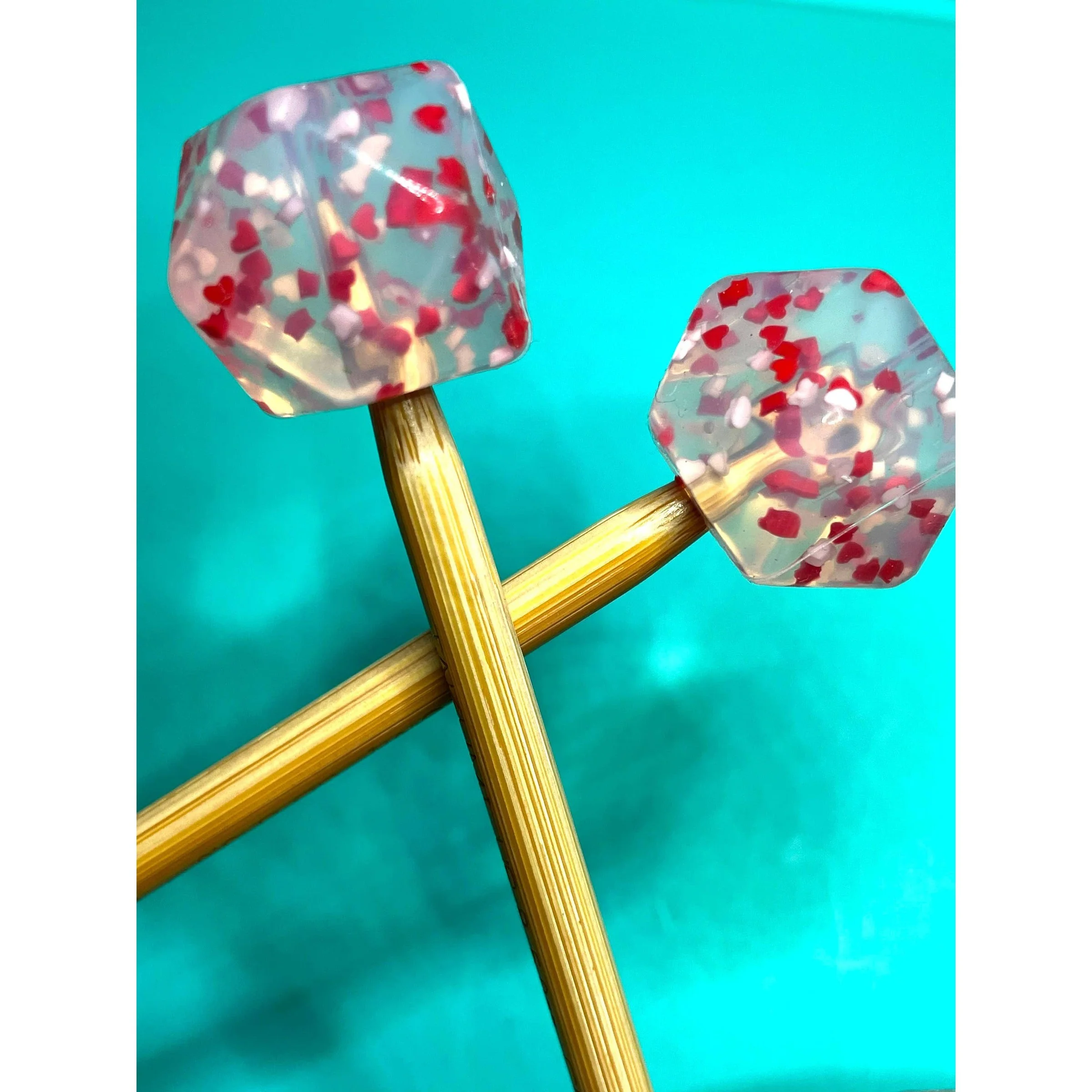 Kawaii Confetti Hexagon Knitting Needle Point Protectors - Image 3