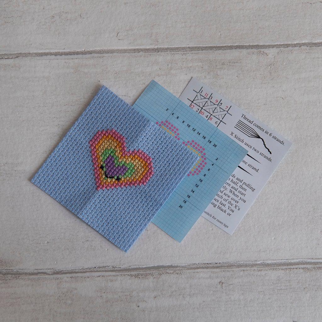 Kawaii Rainbow Heart Mini Cross Stitch Kit in a Matchbox - Image 4