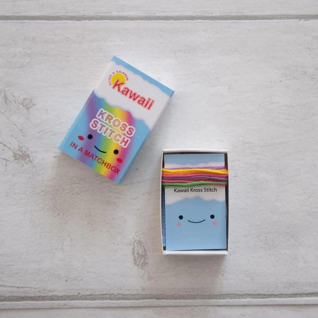 Kawaii Rainbow Heart Mini Cross Stitch Kit in a Matchbox - Image 5