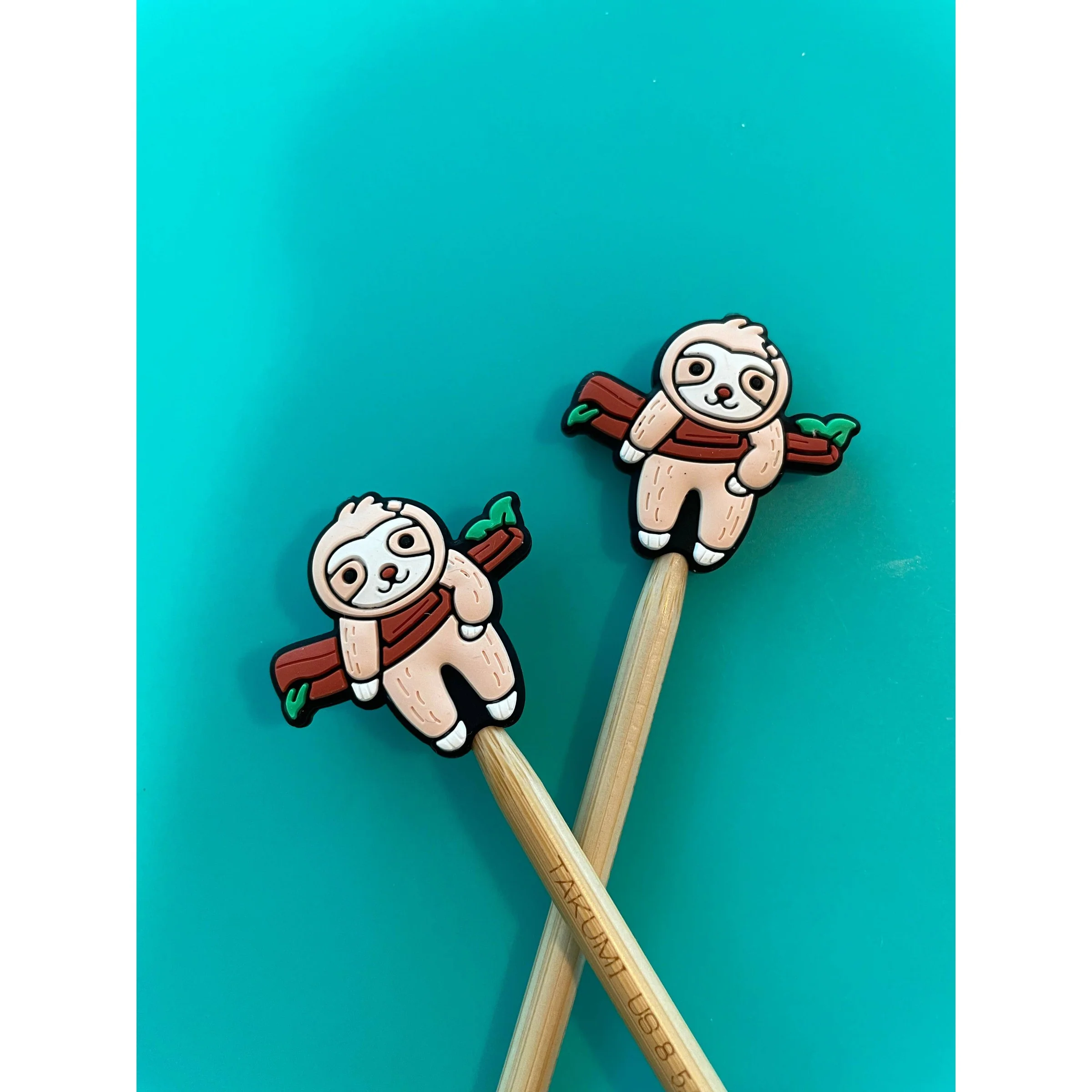 Happy Sloth Knitting Needle Point Protectors