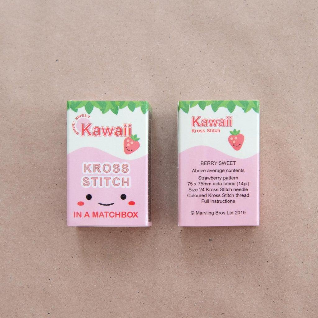 Kawaii Strawberry Mini Cross Stitch Kit in a Matchbox - Image 4