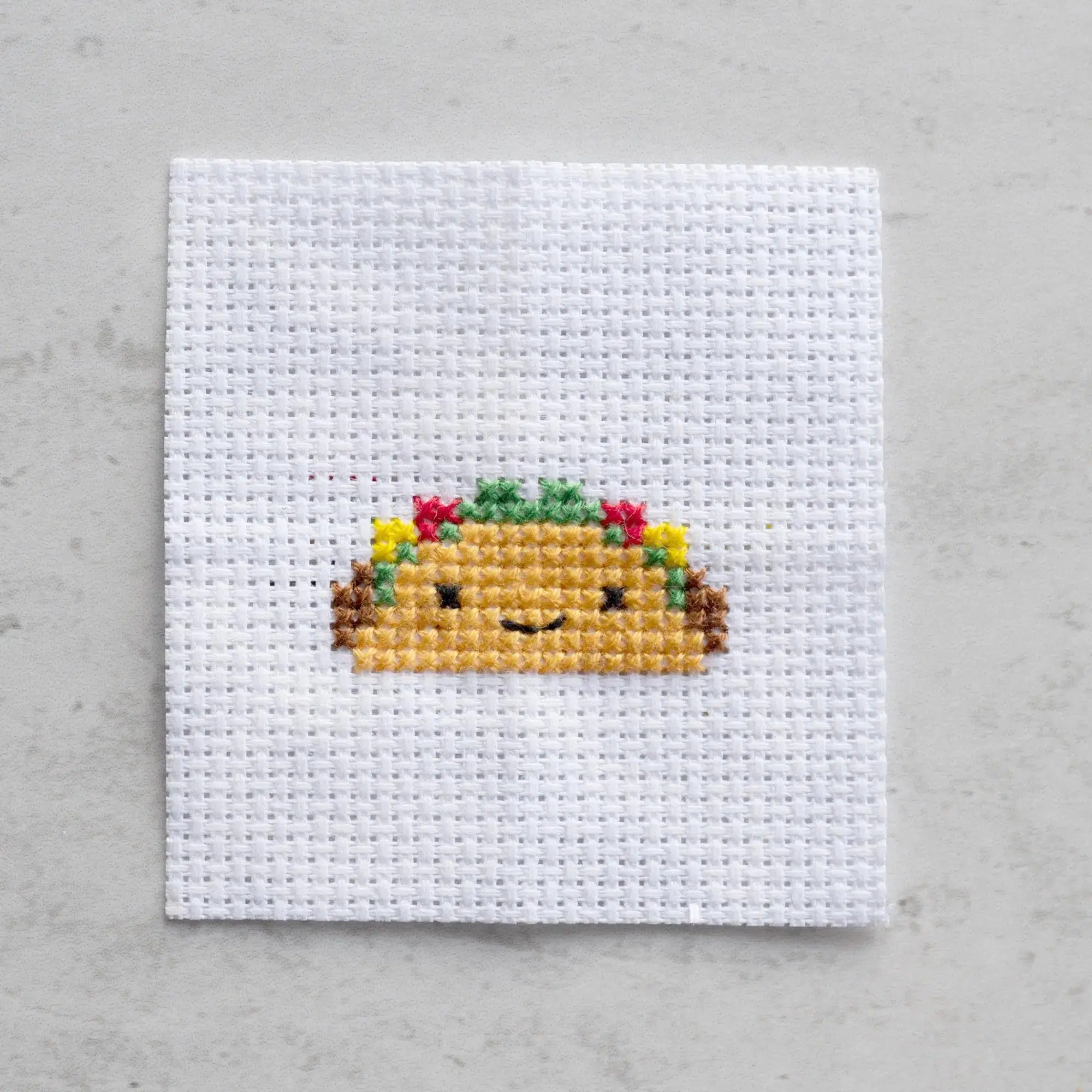 Kawaii Taco Mini Cross Stitch Kit in a Matchbox - Image 2