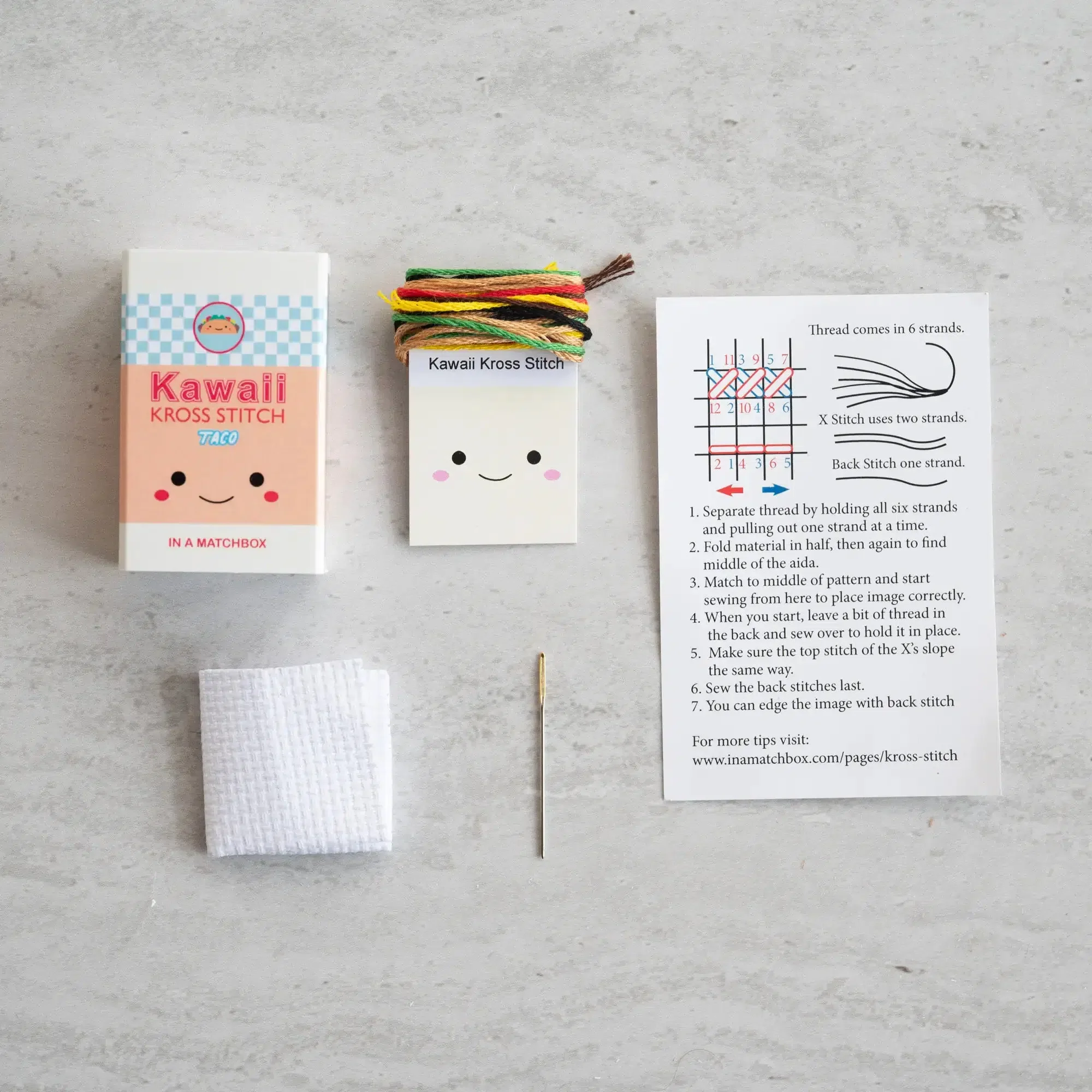 Kawaii Taco Mini Cross Stitch Kit in a Matchbox - Image 5