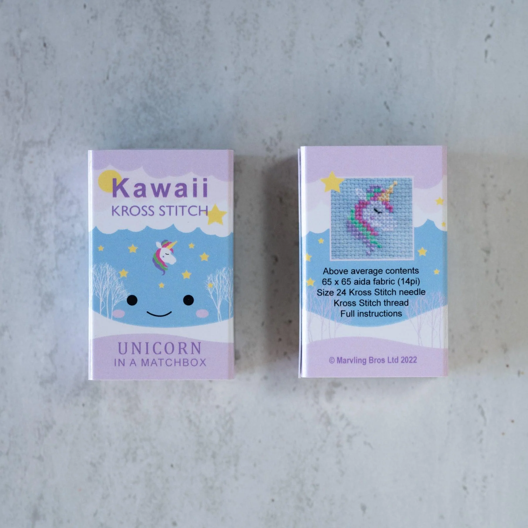 Kawaii Unicorn Mini Cross Stitch Kit in a Matchbox - Image 3