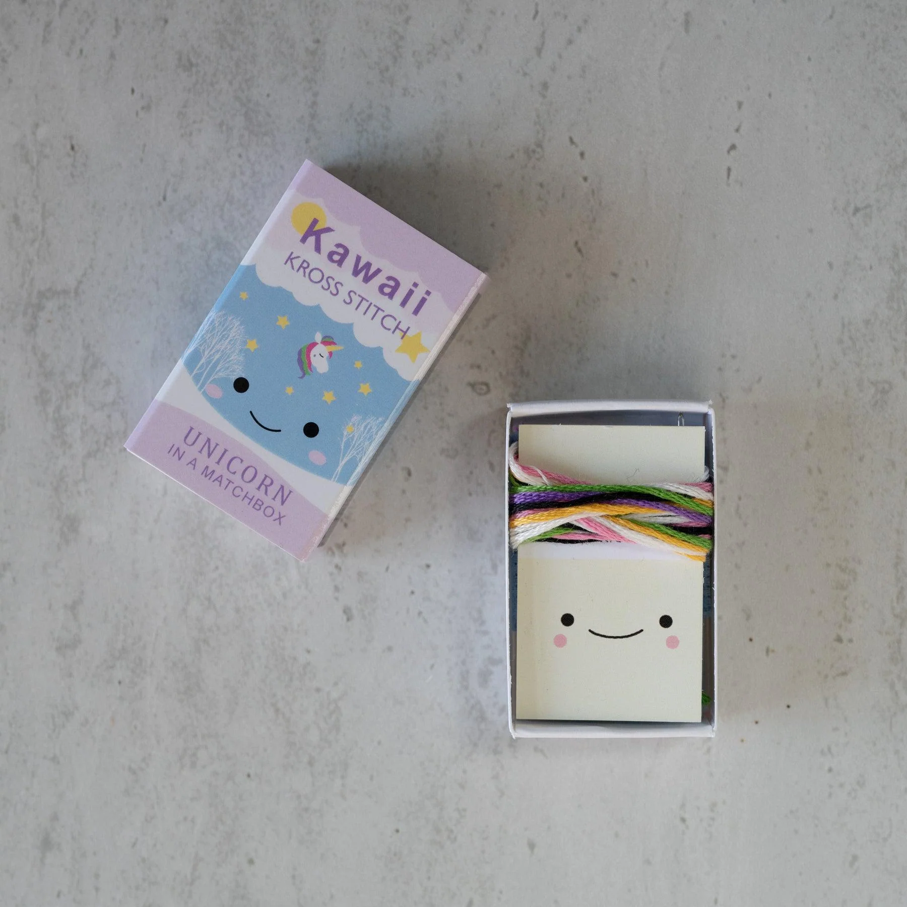 Kawaii Unicorn Mini Cross Stitch Kit in a Matchbox - Image 4