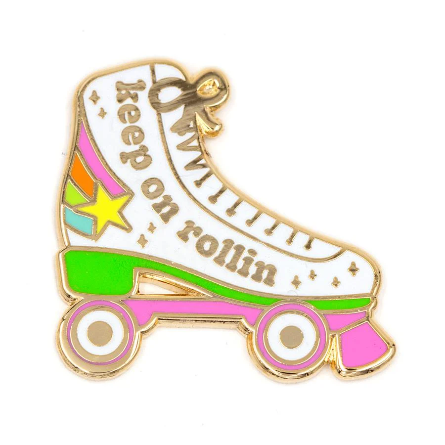 Keep on Rollin’ Roller Skate Enamel Pin
