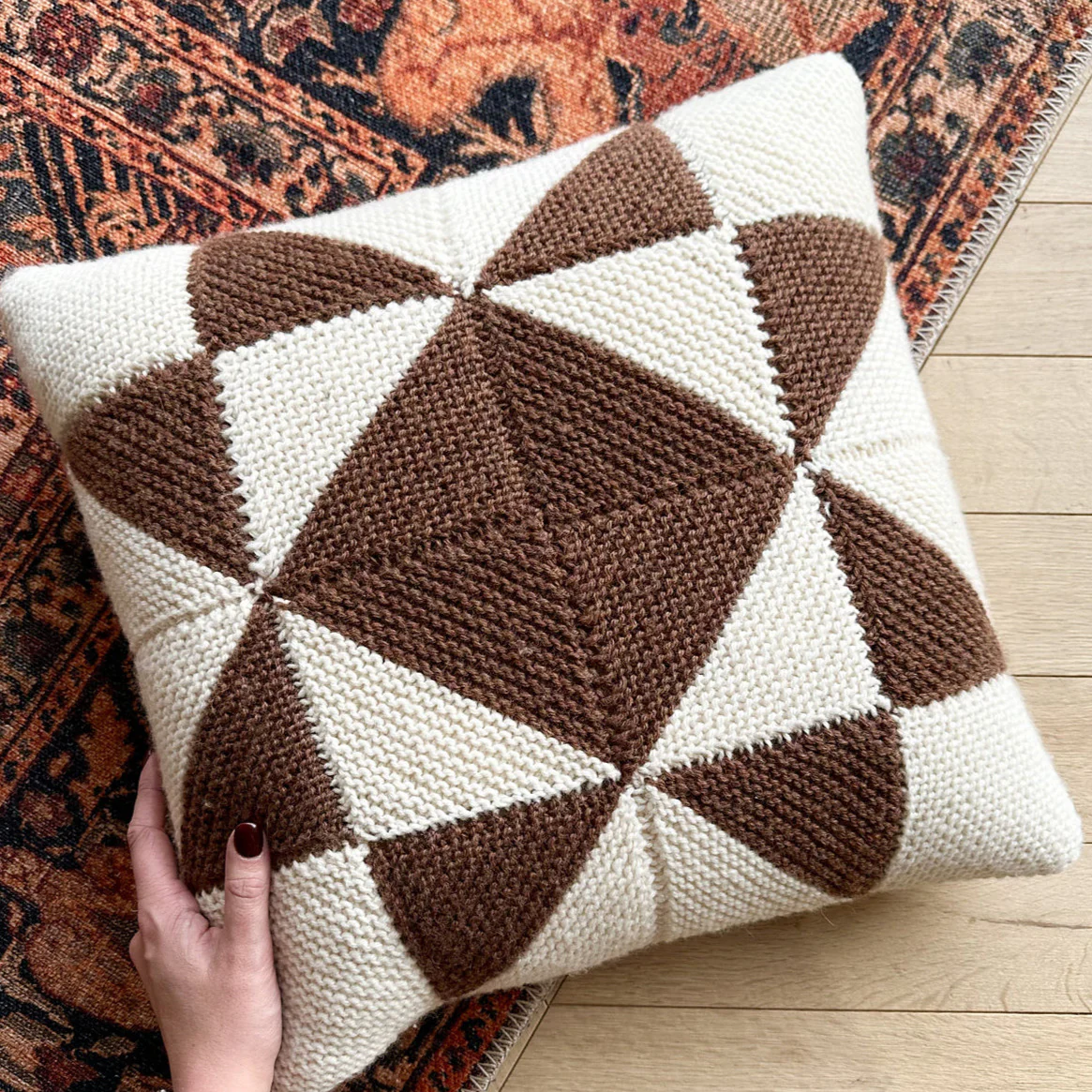 Knit Half Square Triangle Pillow - two sessions - Image 2