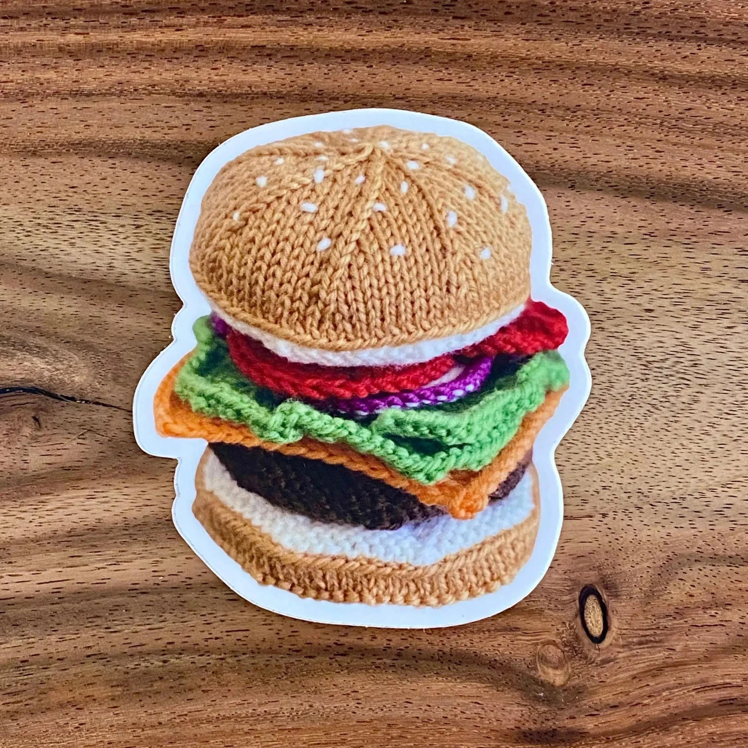 Knitted Cheeseburger Sticker