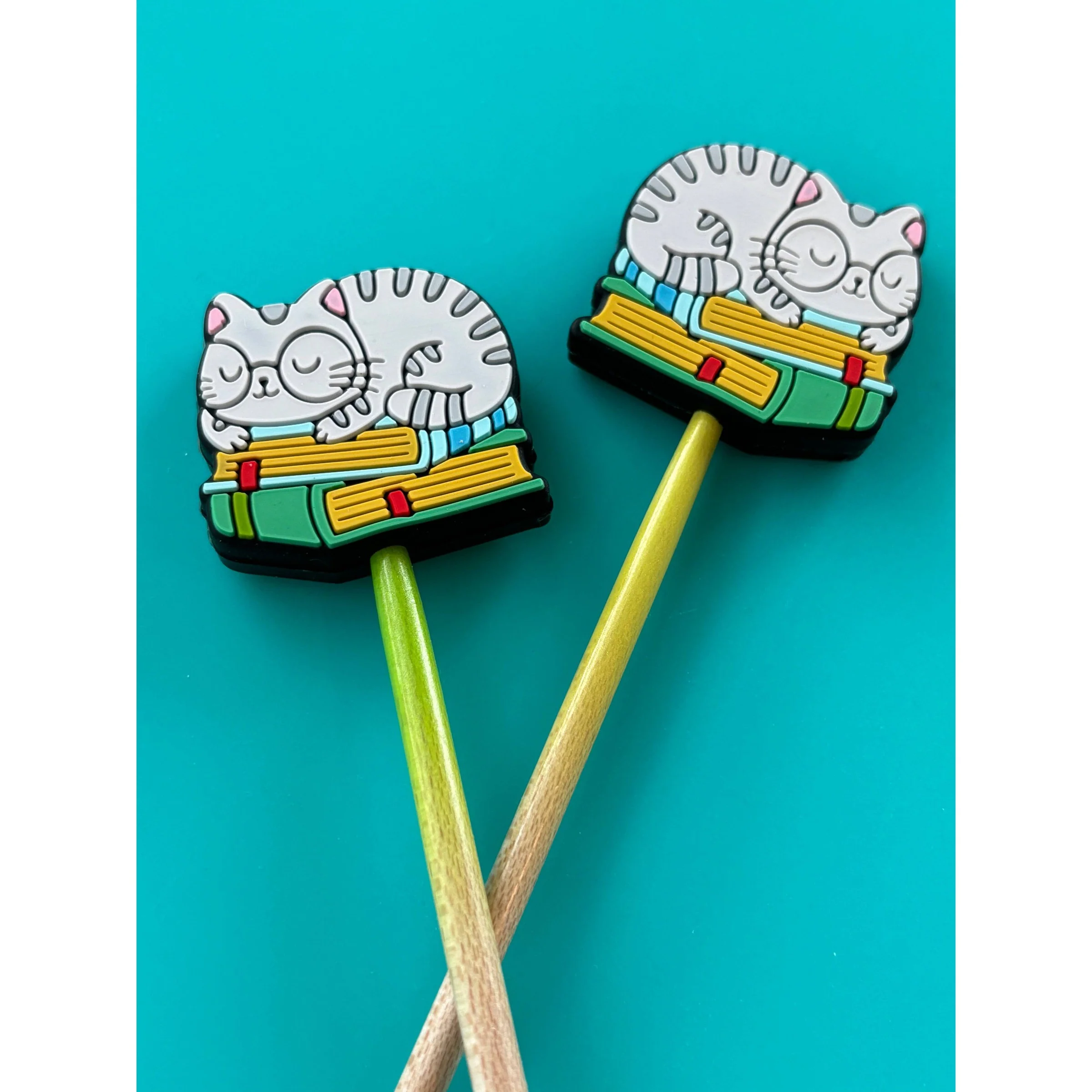 Bookish Cat Knitting Needle Point Protectors