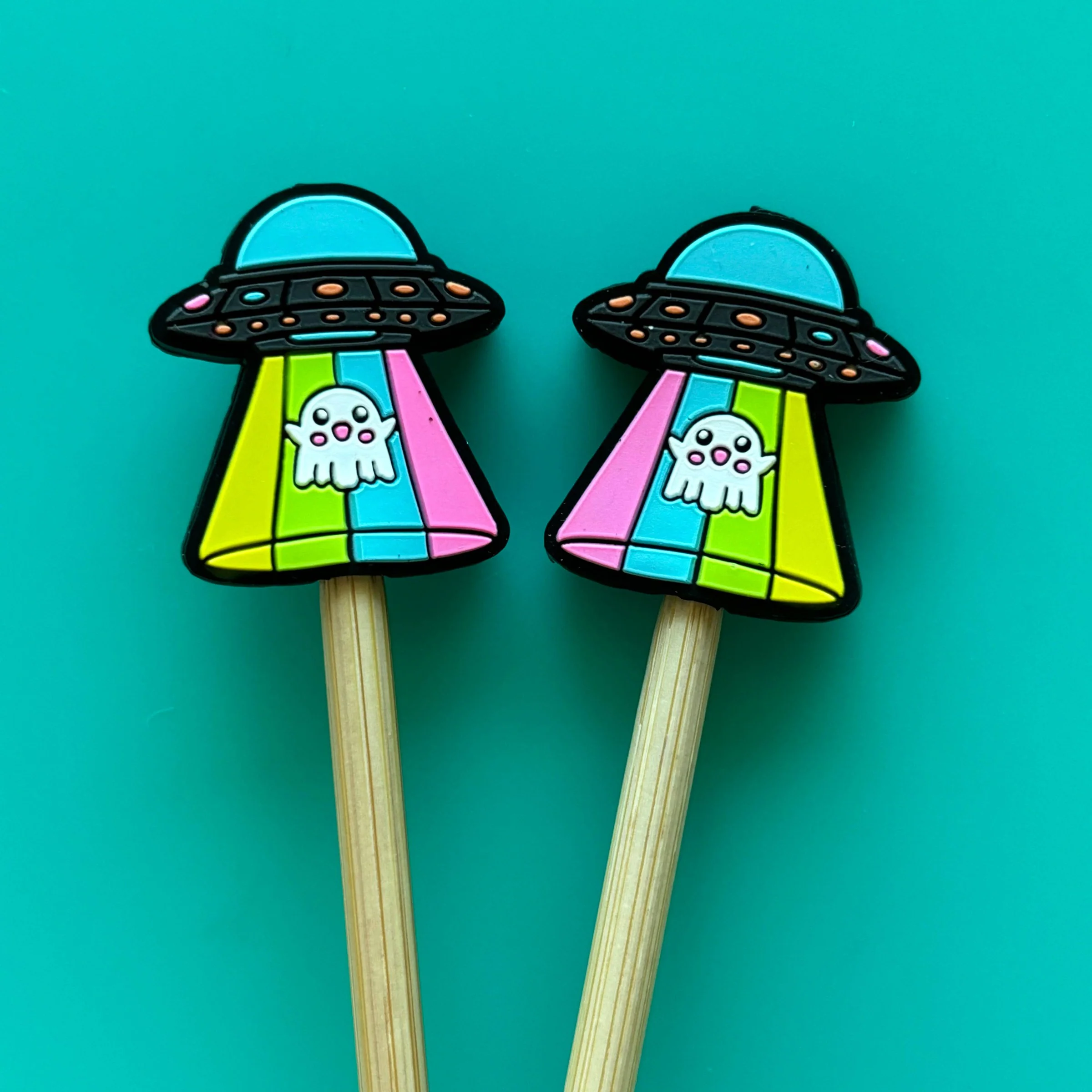 Ghost UFO Knitting Needle Point Protectors