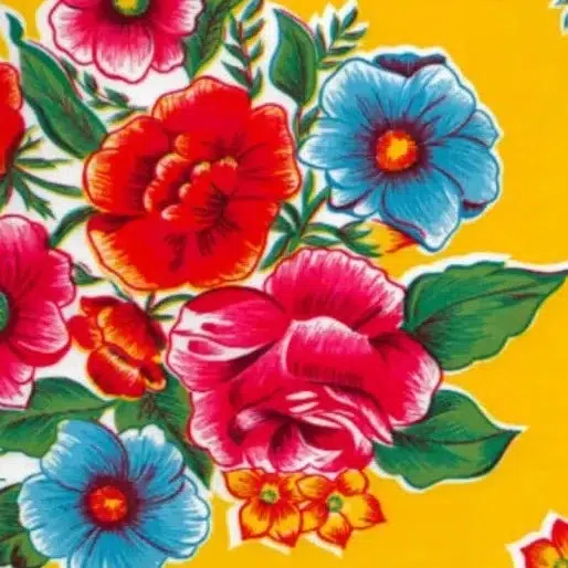 Lady Bird Oilcloth on Yellow