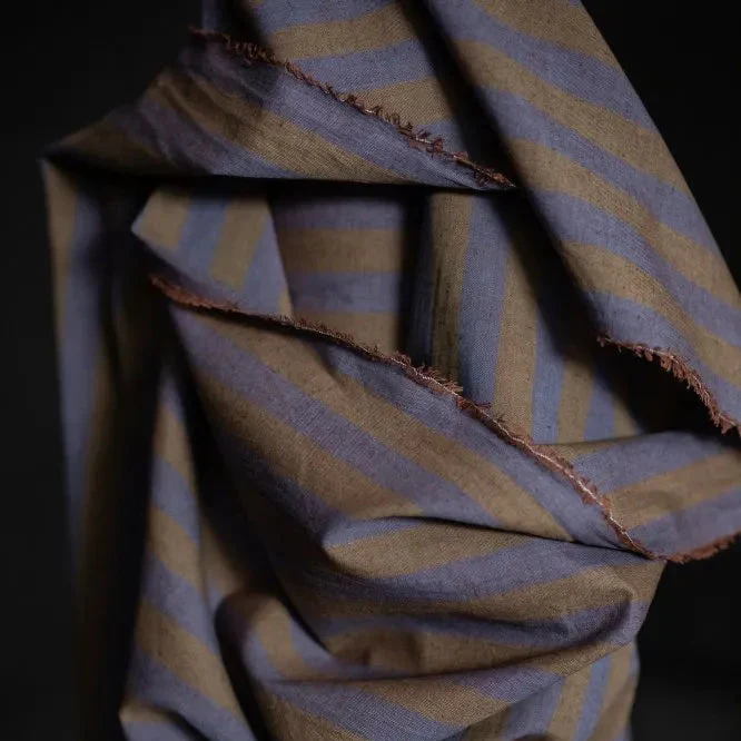 Leafy Plum Stripe Cotton/Linen