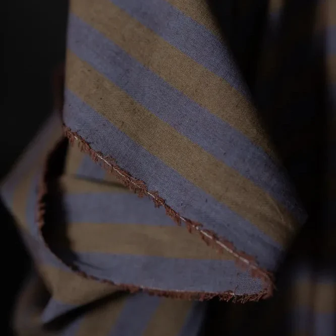 Leafy Plum Stripe Cotton/Linen - Image 3