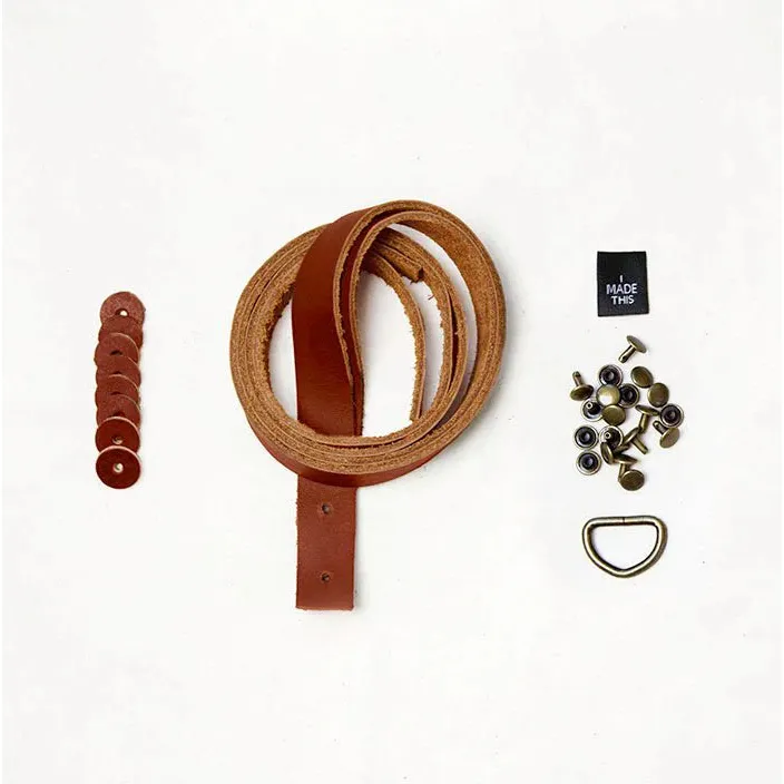 Leather Straps & Hardware Kit - Chestnut & Antique Brass